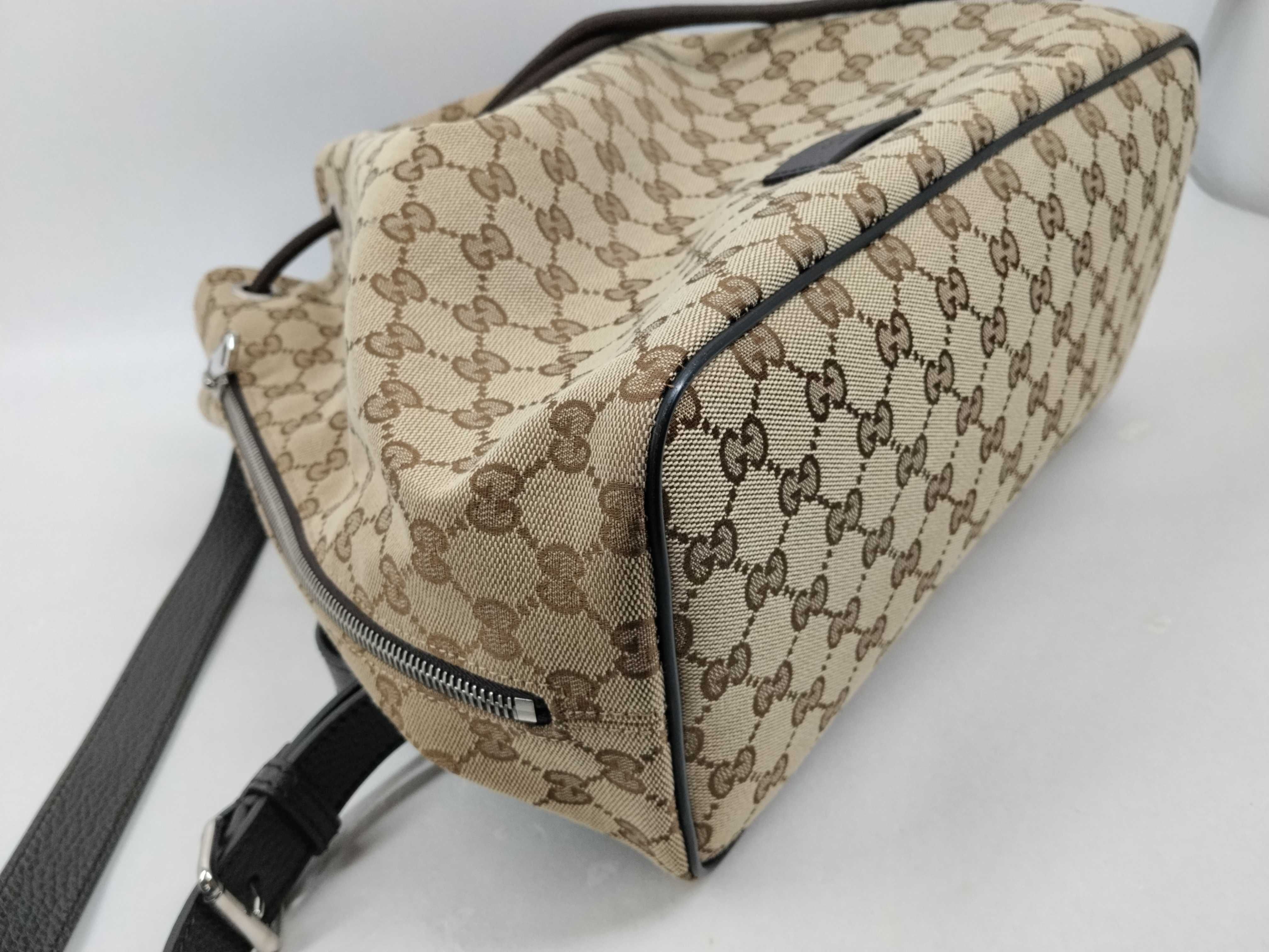 GG Canvas Backpack/Rucksack, Beige x Brown, 449175 (Canvas x Leather) — view 7