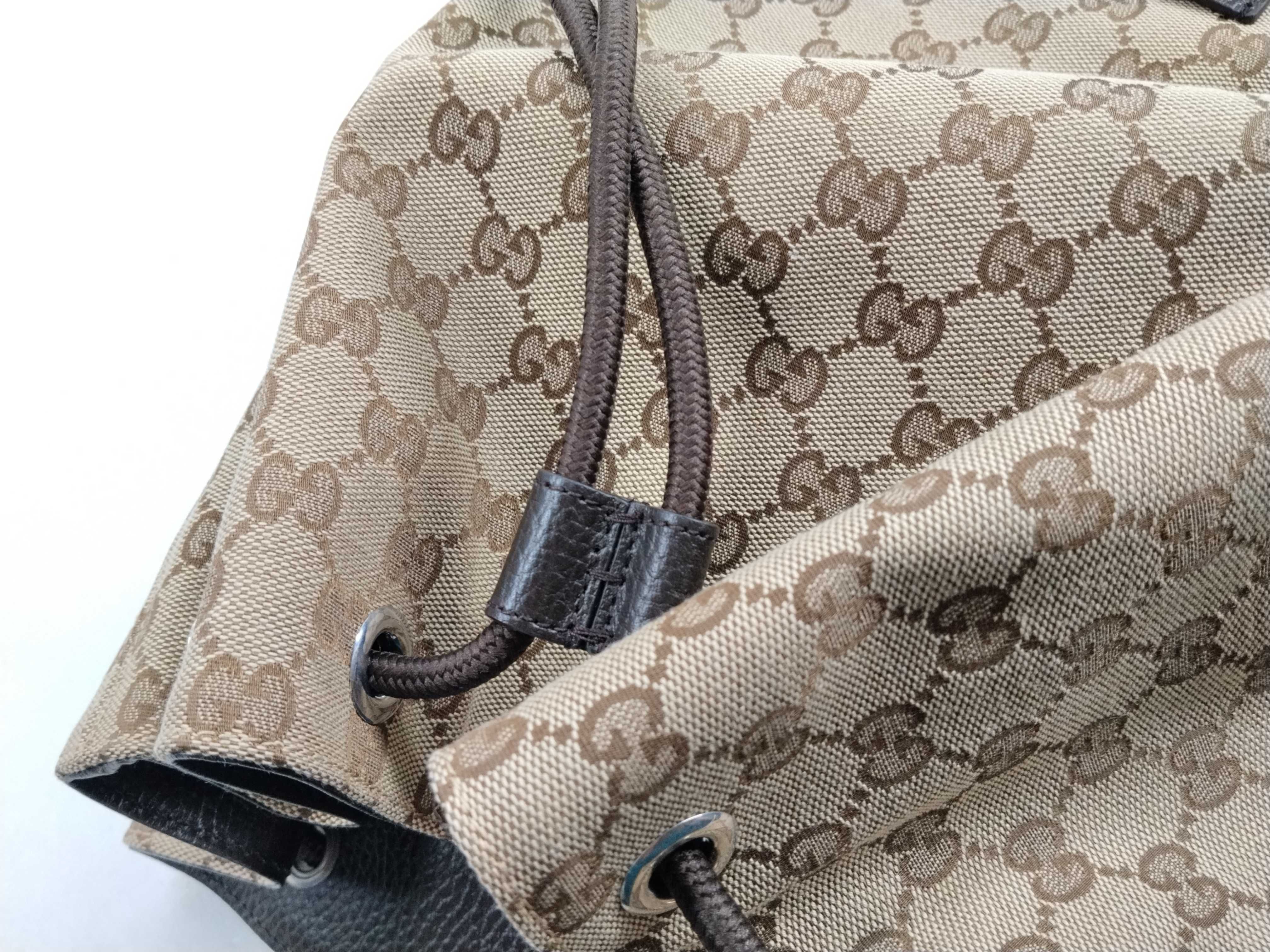 GG Canvas Backpack/Rucksack, Beige x Brown, 449175 (Canvas x Leather) — view 10