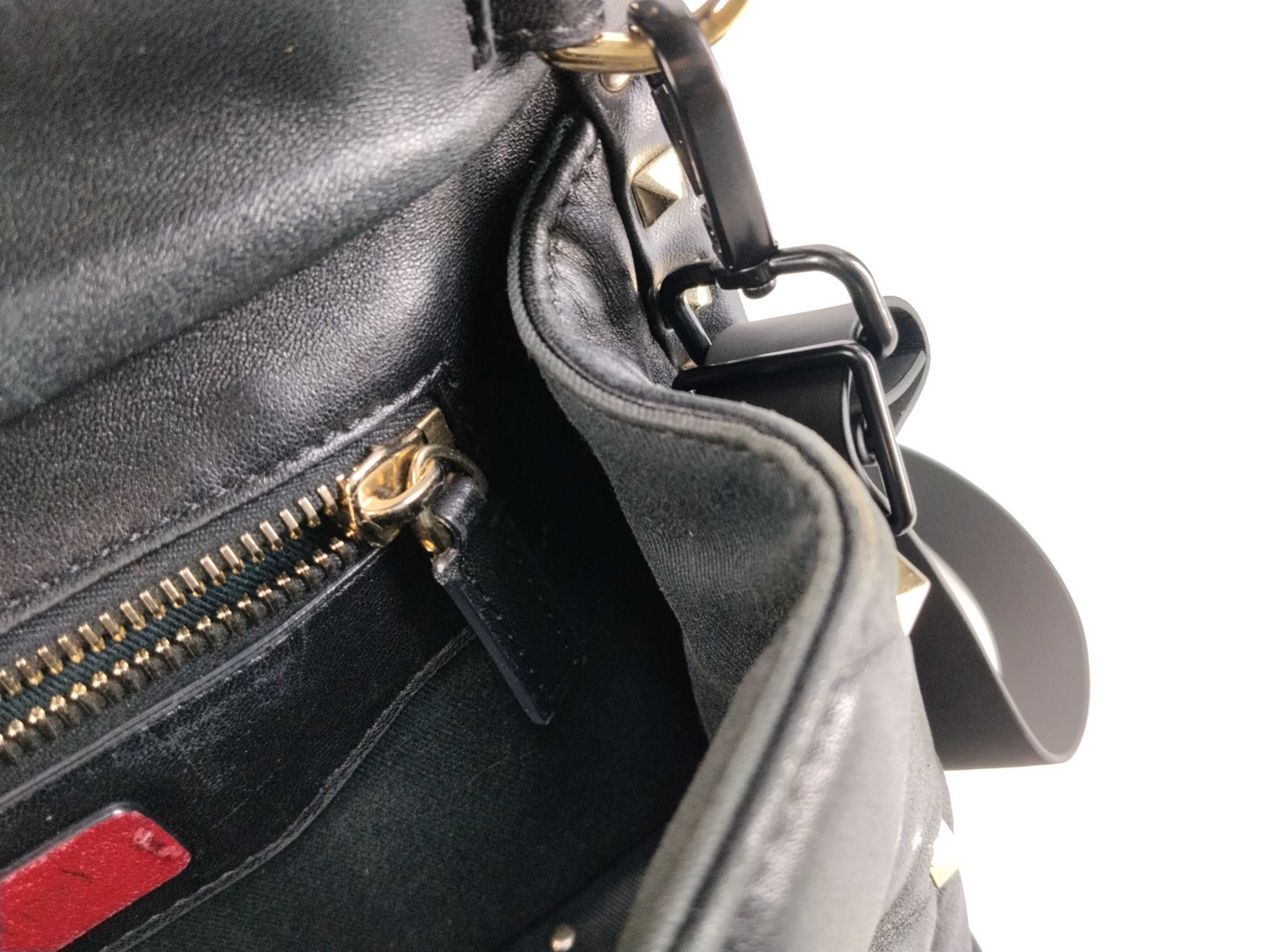 Rockstud 2-Way Shoulder Bag, Leather, Black Handbag — view 12
