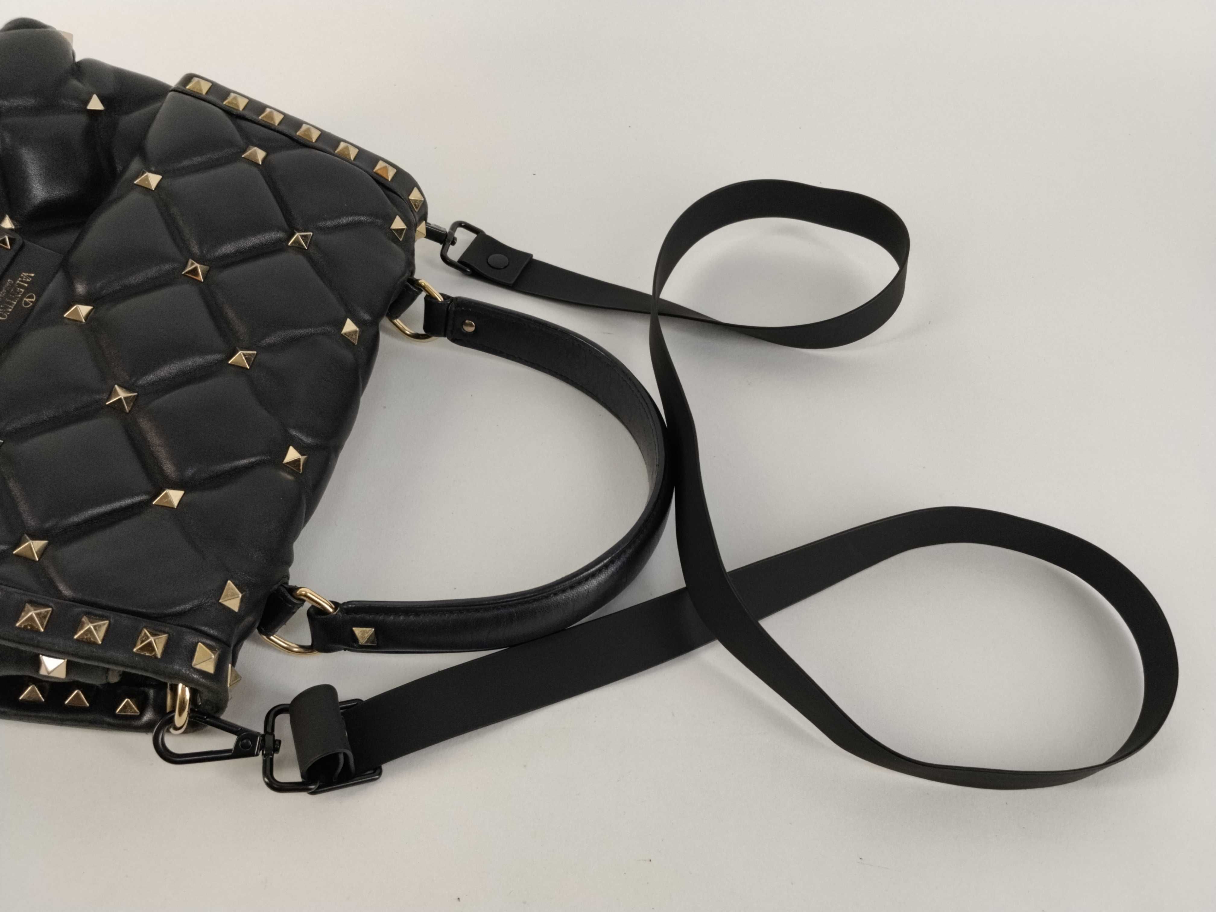 Rockstud 2-Way Shoulder Bag, Leather, Black Handbag — view 3