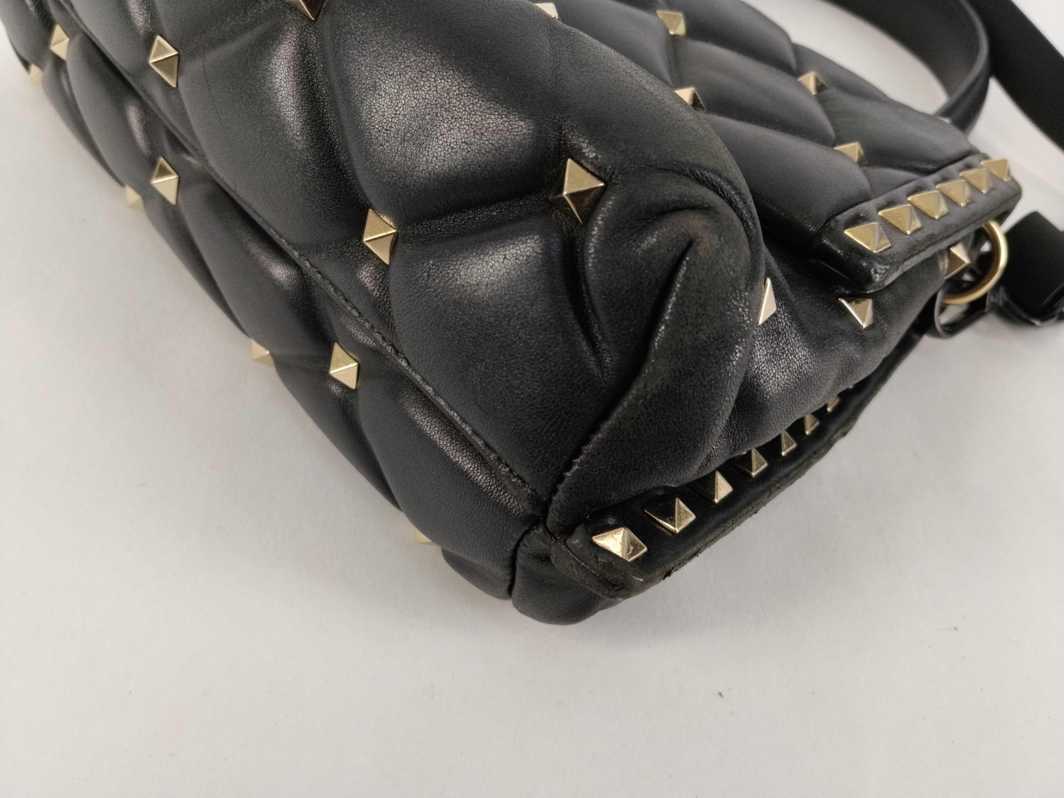 Rockstud 2-Way Shoulder Bag, Leather, Black Handbag — view 6