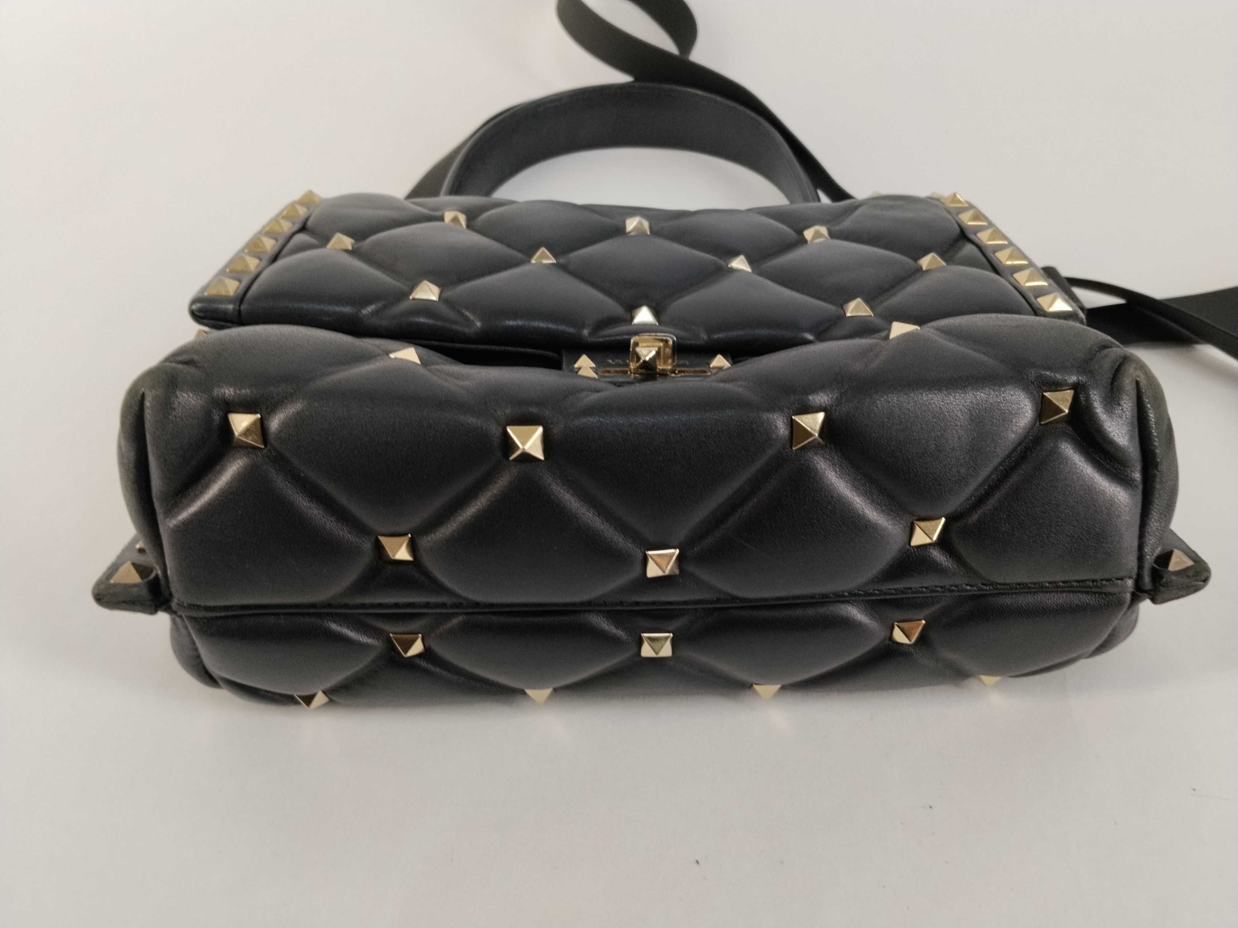 Rockstud 2-Way Shoulder Bag, Leather, Black Handbag — view 7