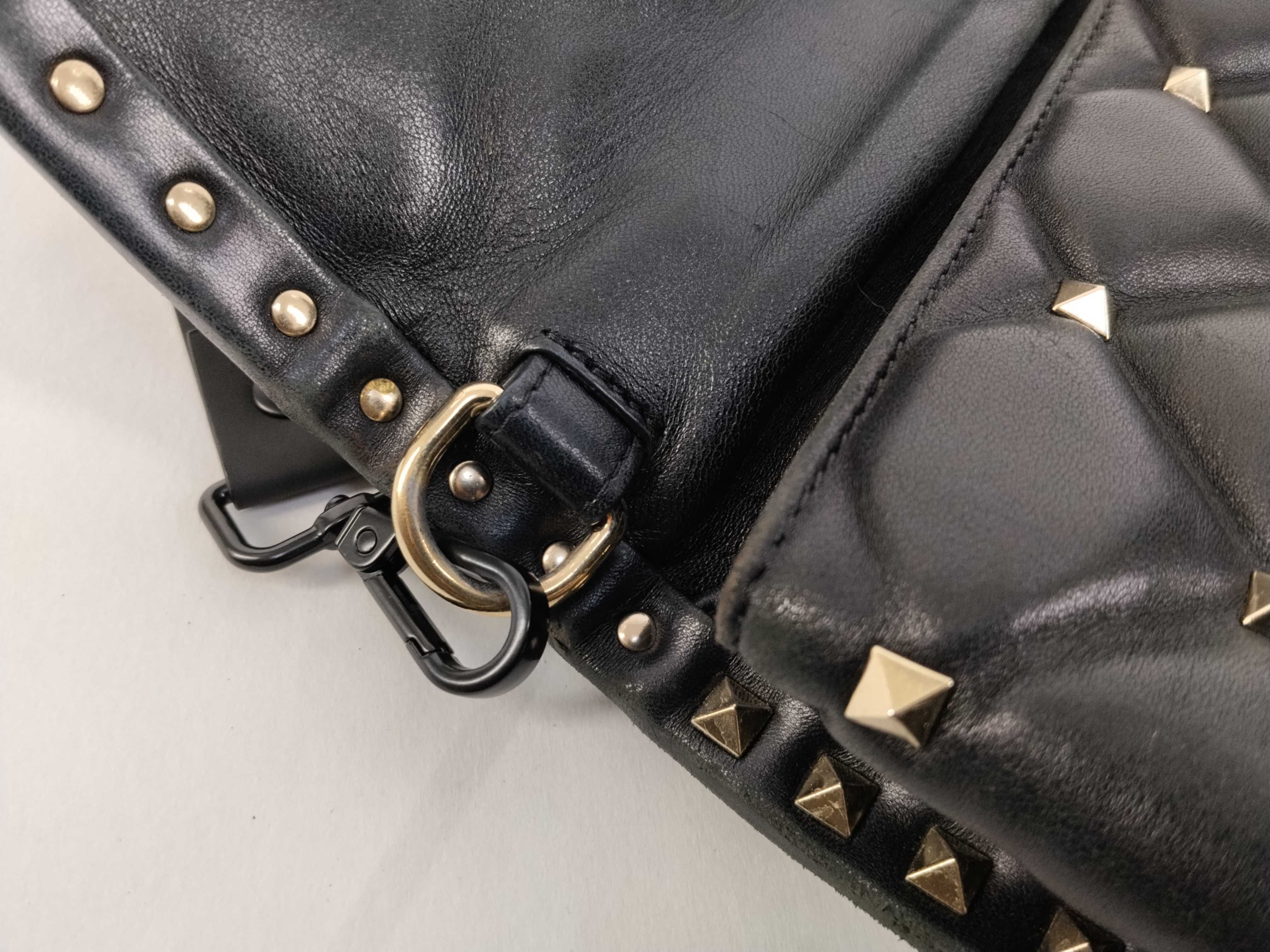 Rockstud 2-Way Shoulder Bag, Leather, Black Handbag — view 10