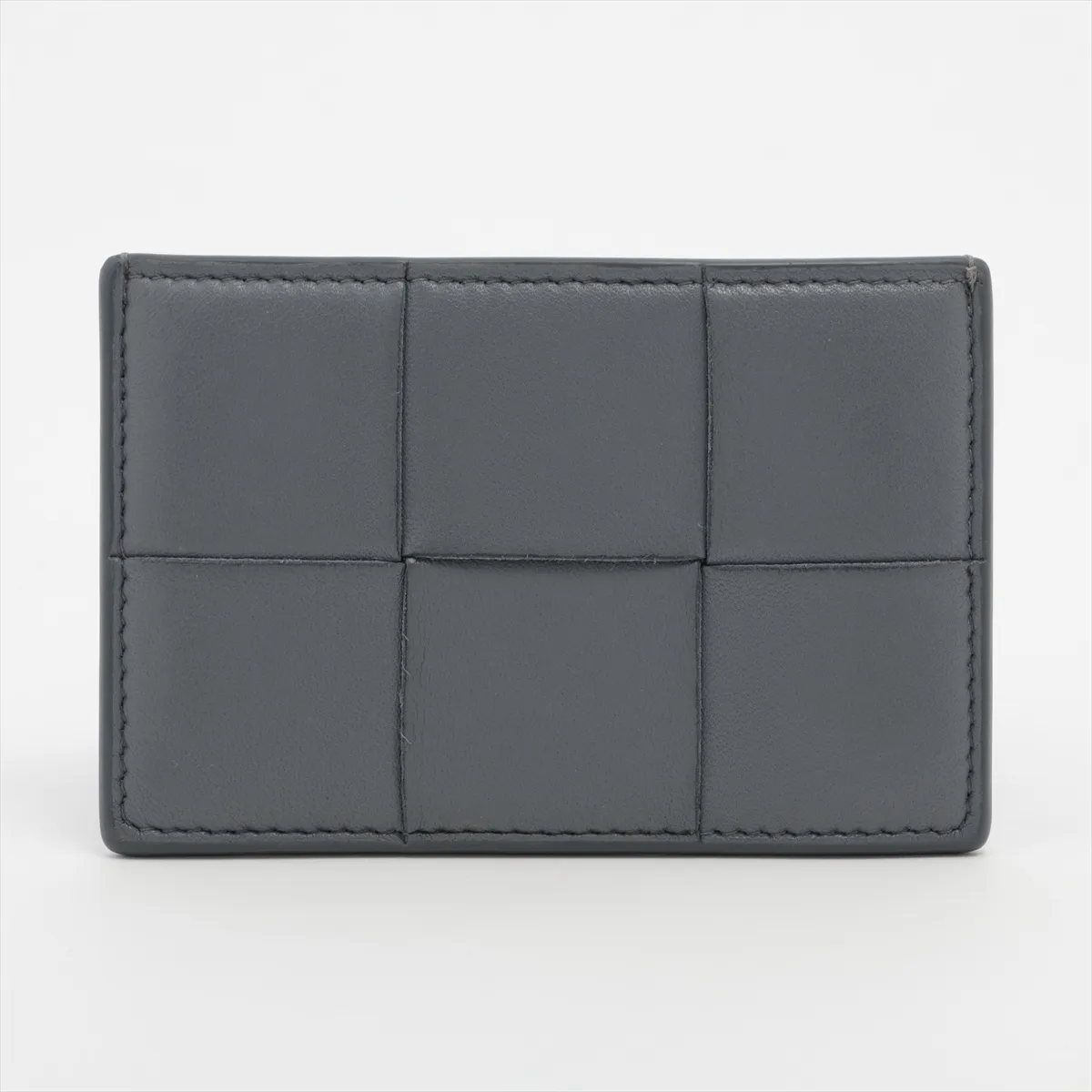 Maxi Intrecciato Cassette Leather Card Case, Gray