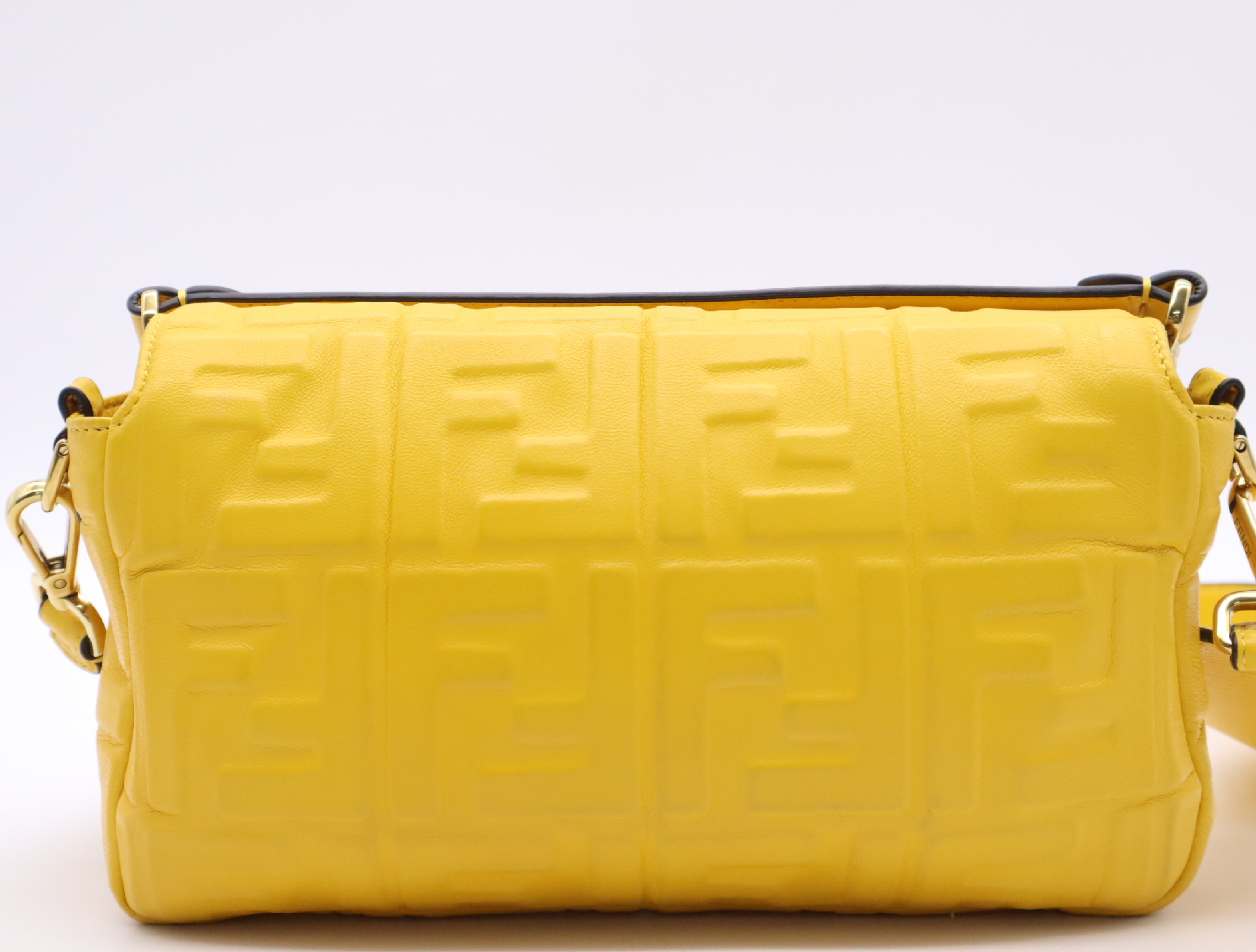 8BR600 Leather Zucca Mamma Bucket 2-way Handbag, Yellow, with Shoulder Strap and Dust Bag. — view 2