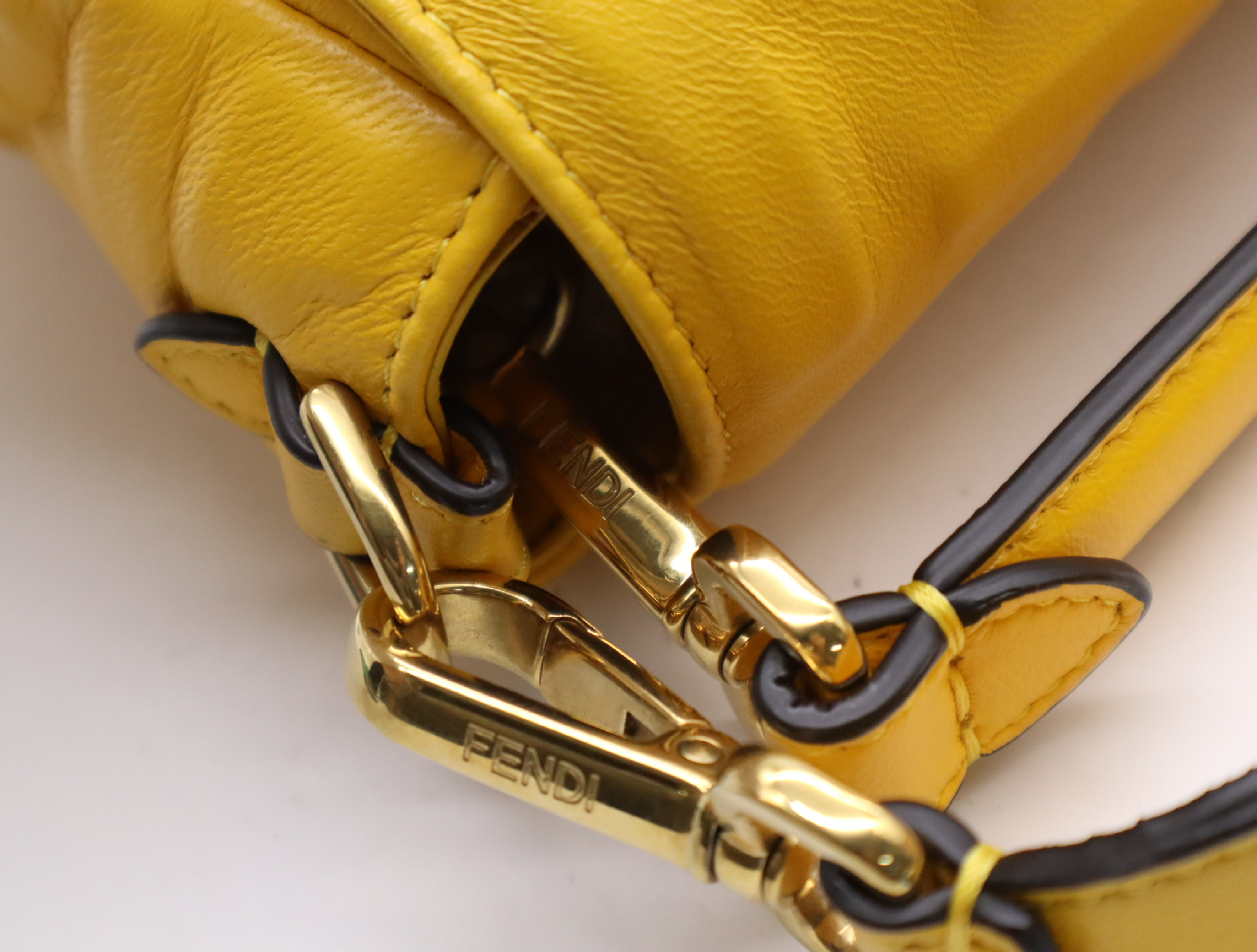 8BR600 Leather Zucca Mamma Bucket 2-way Handbag, Yellow, with Shoulder Strap and Dust Bag. — view 8