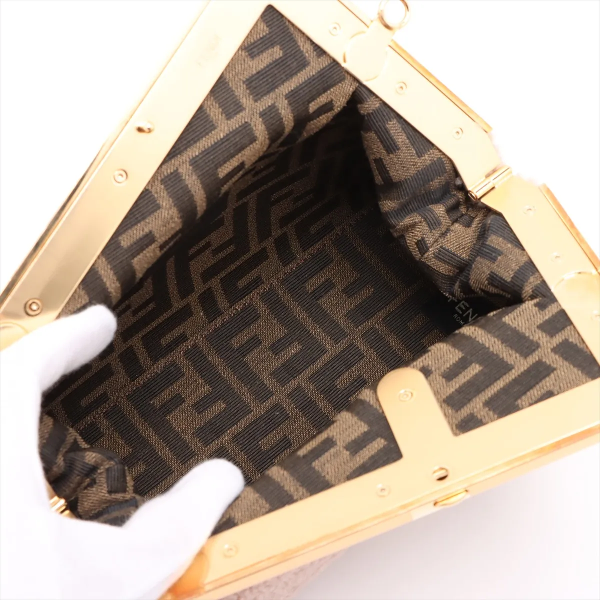 First Boa x Leather Shoulder Bag Beige 8BP129 — view 6