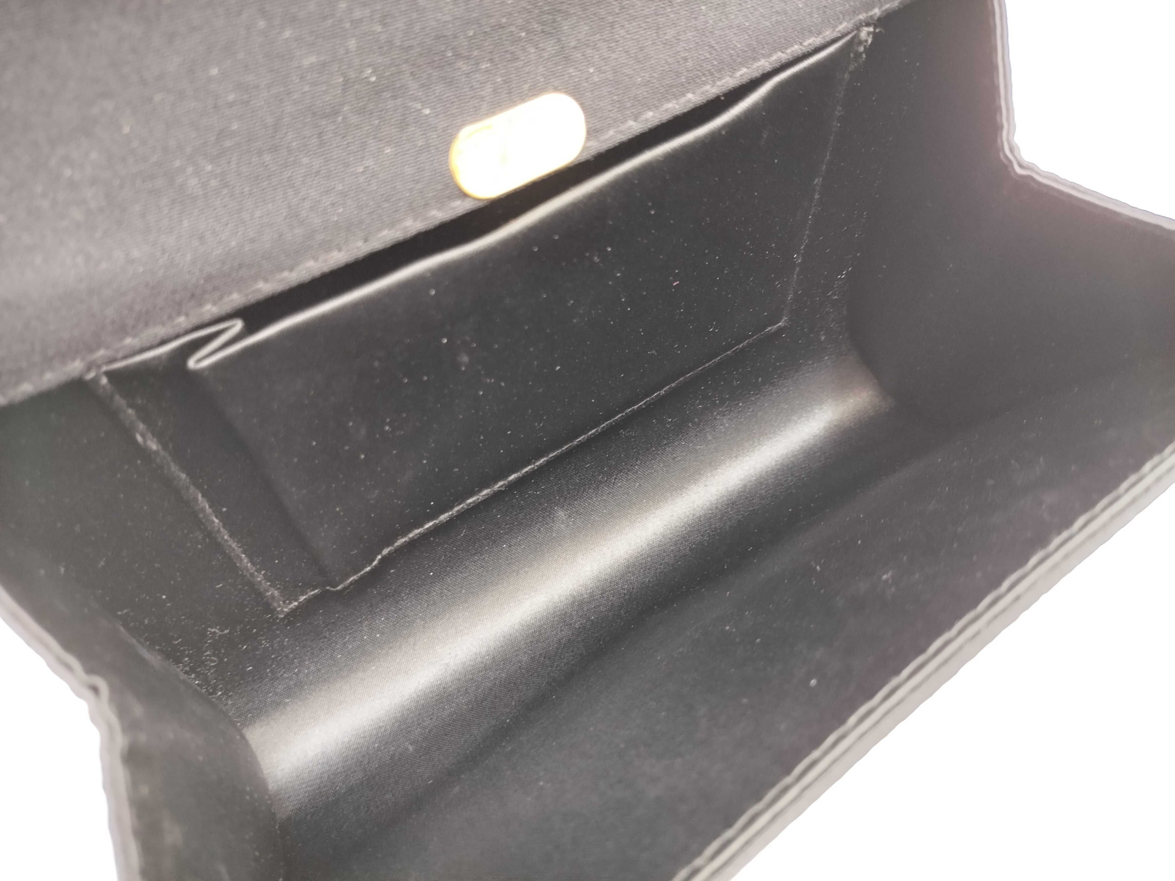 Vintage Chain Shoulder Bag, Satin Black Clutch Bag — view 11
