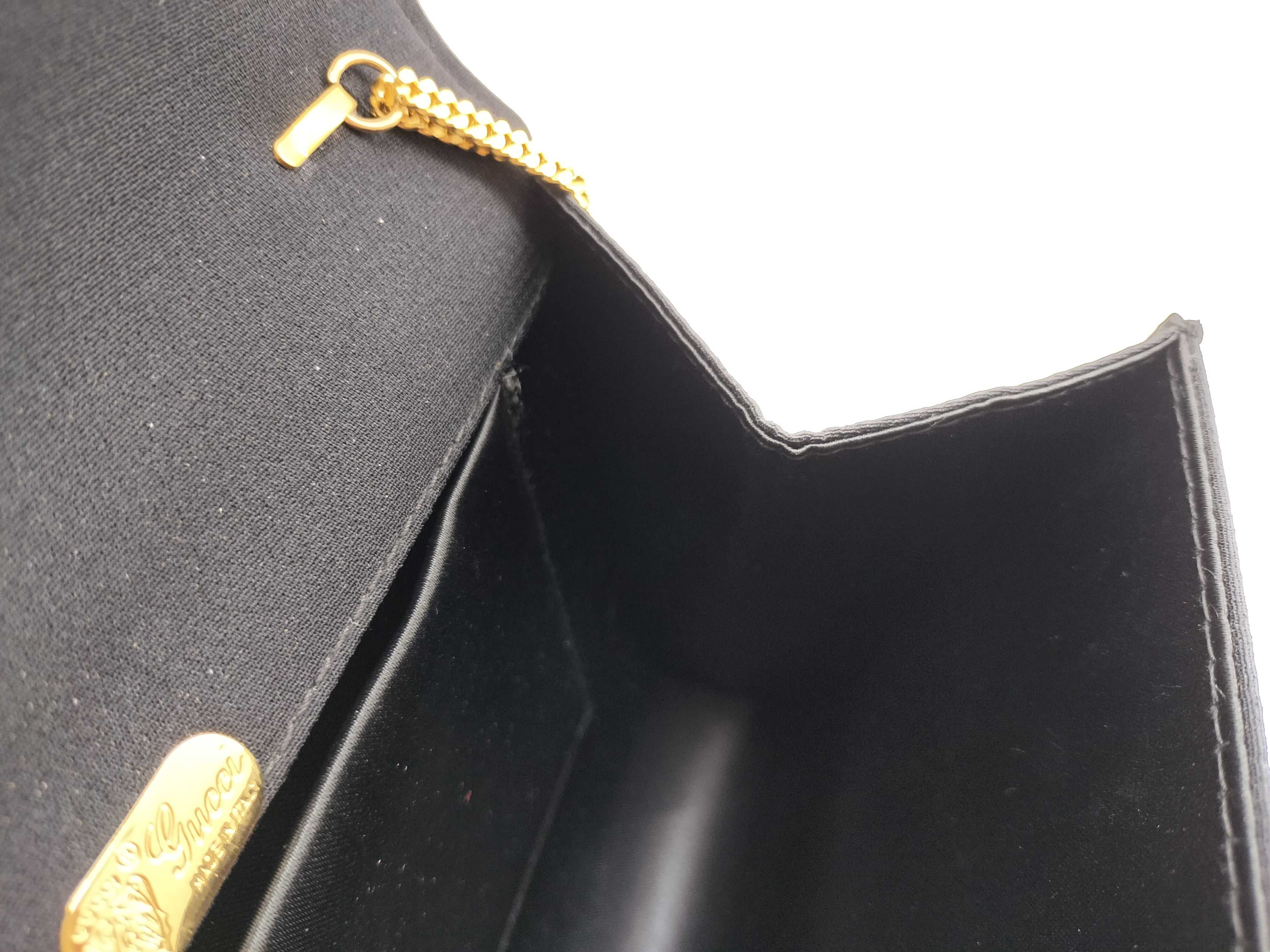 Vintage Chain Shoulder Bag, Satin Black Clutch Bag — view 12