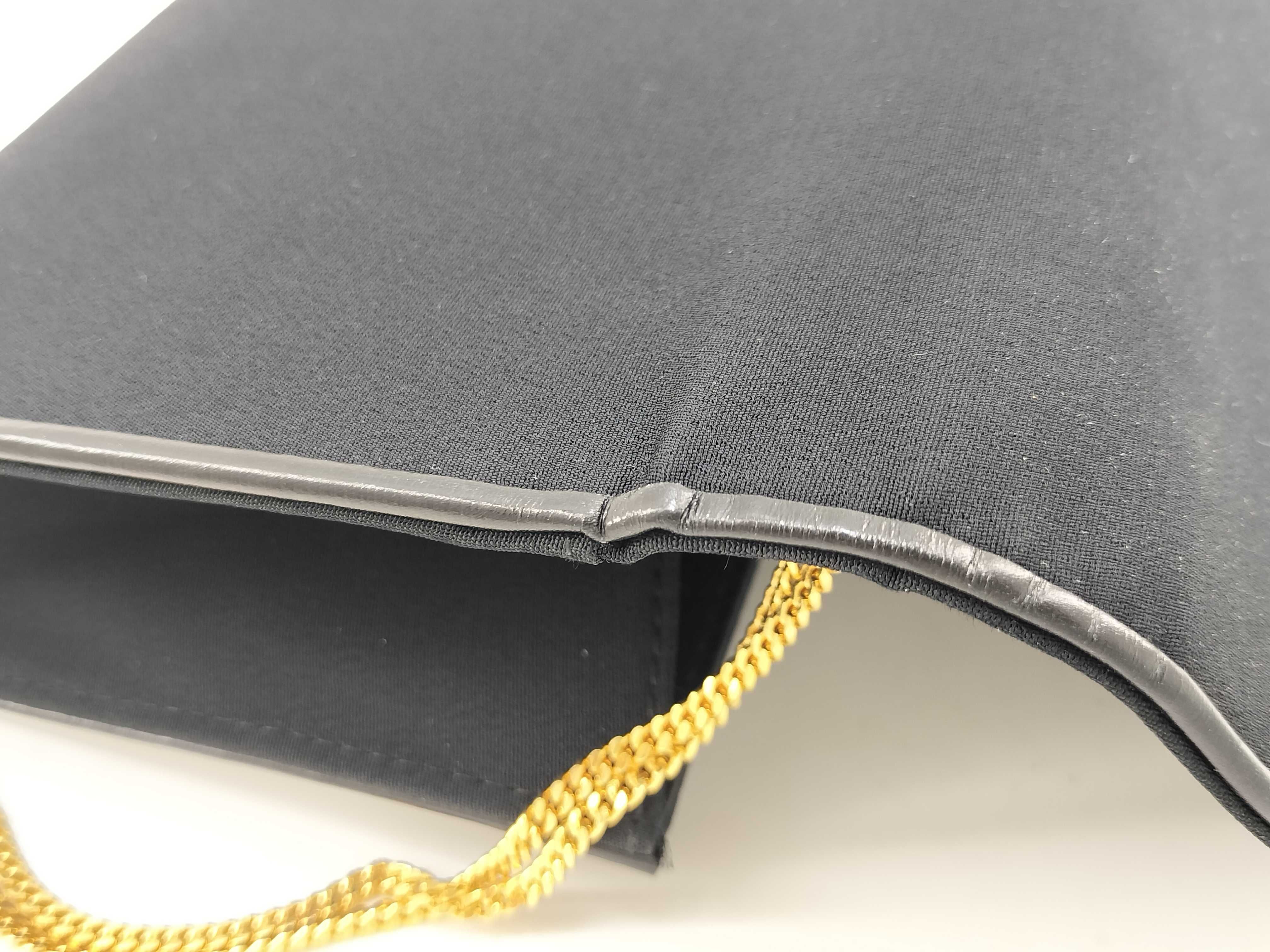 Vintage Chain Shoulder Bag, Satin Black Clutch Bag — view 15