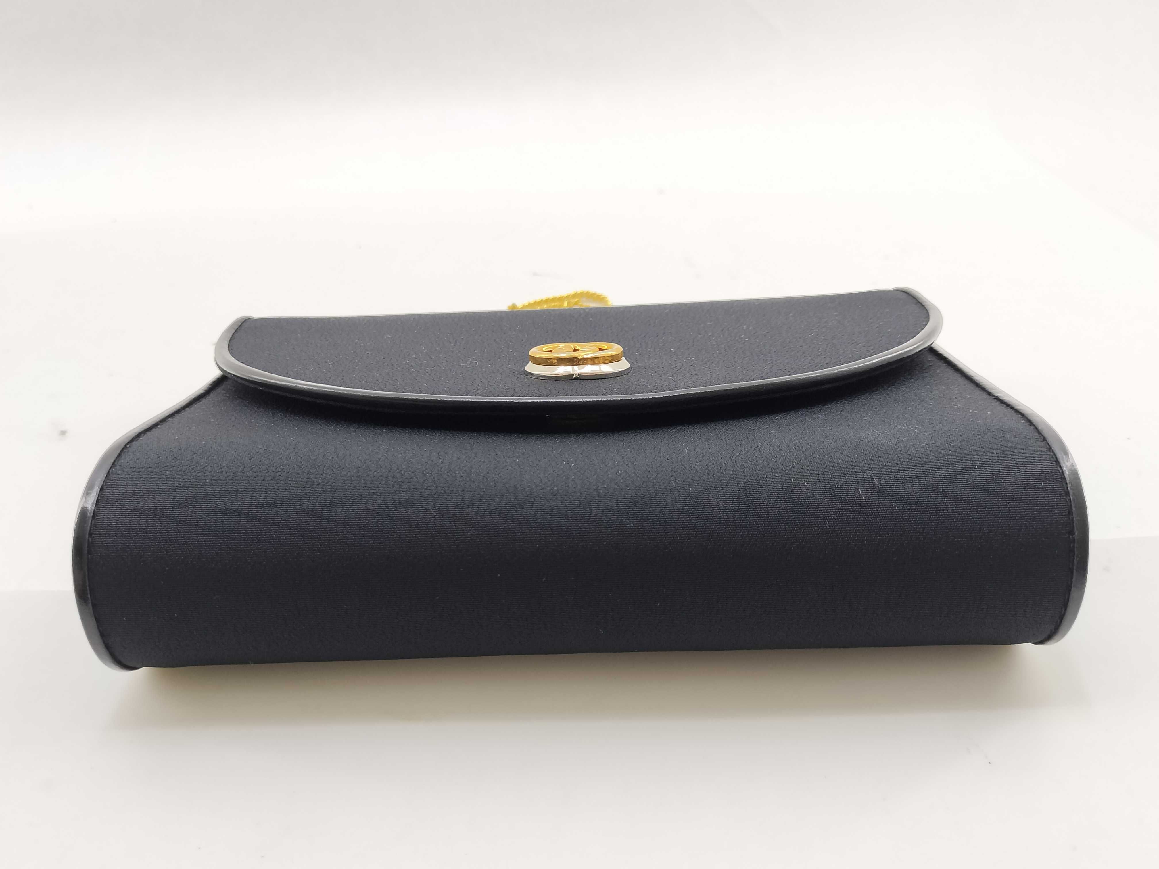 Vintage Chain Shoulder Bag, Satin Black Clutch Bag — view 3