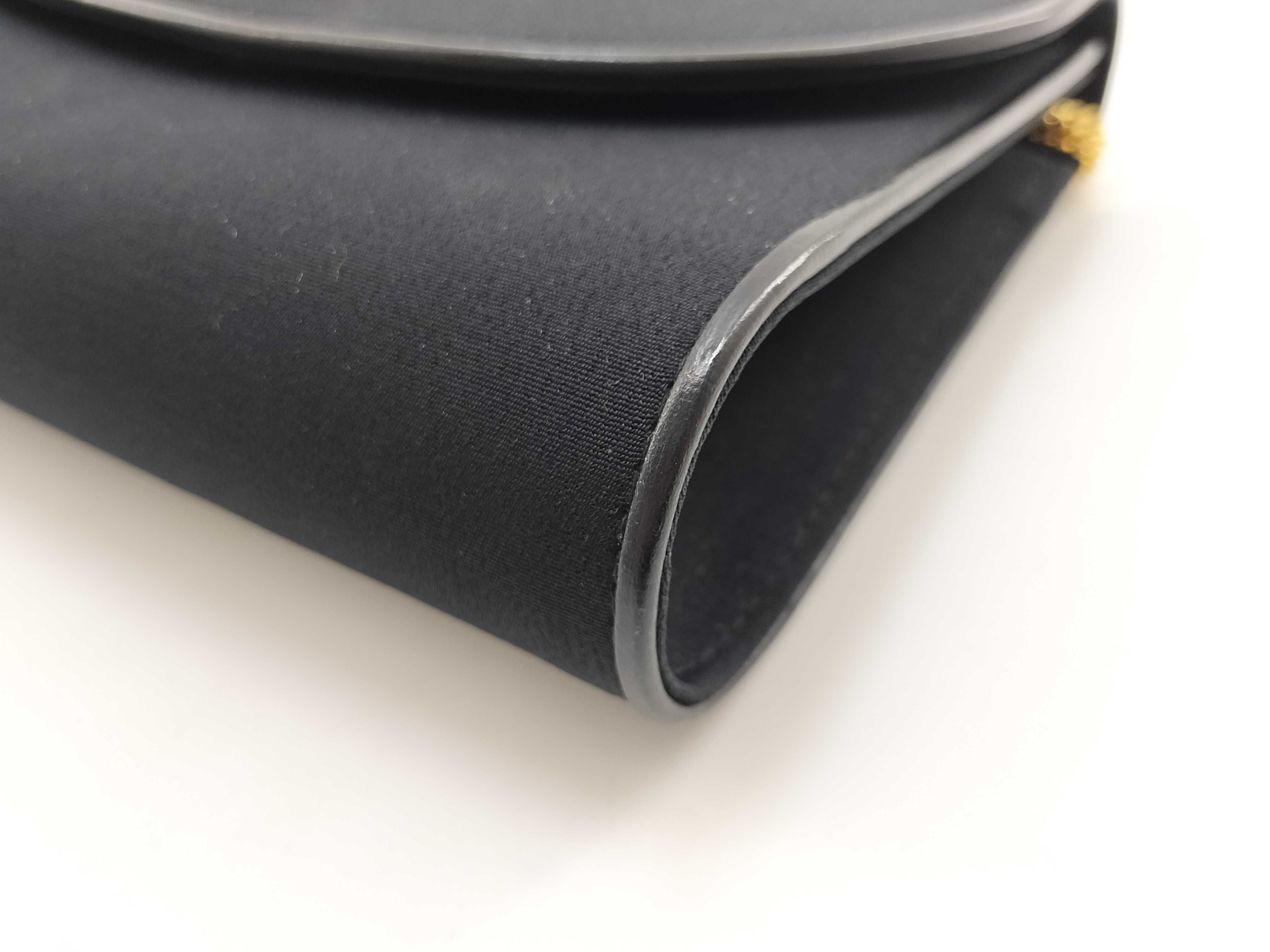 Vintage Chain Shoulder Bag, Satin Black Clutch Bag — view 5