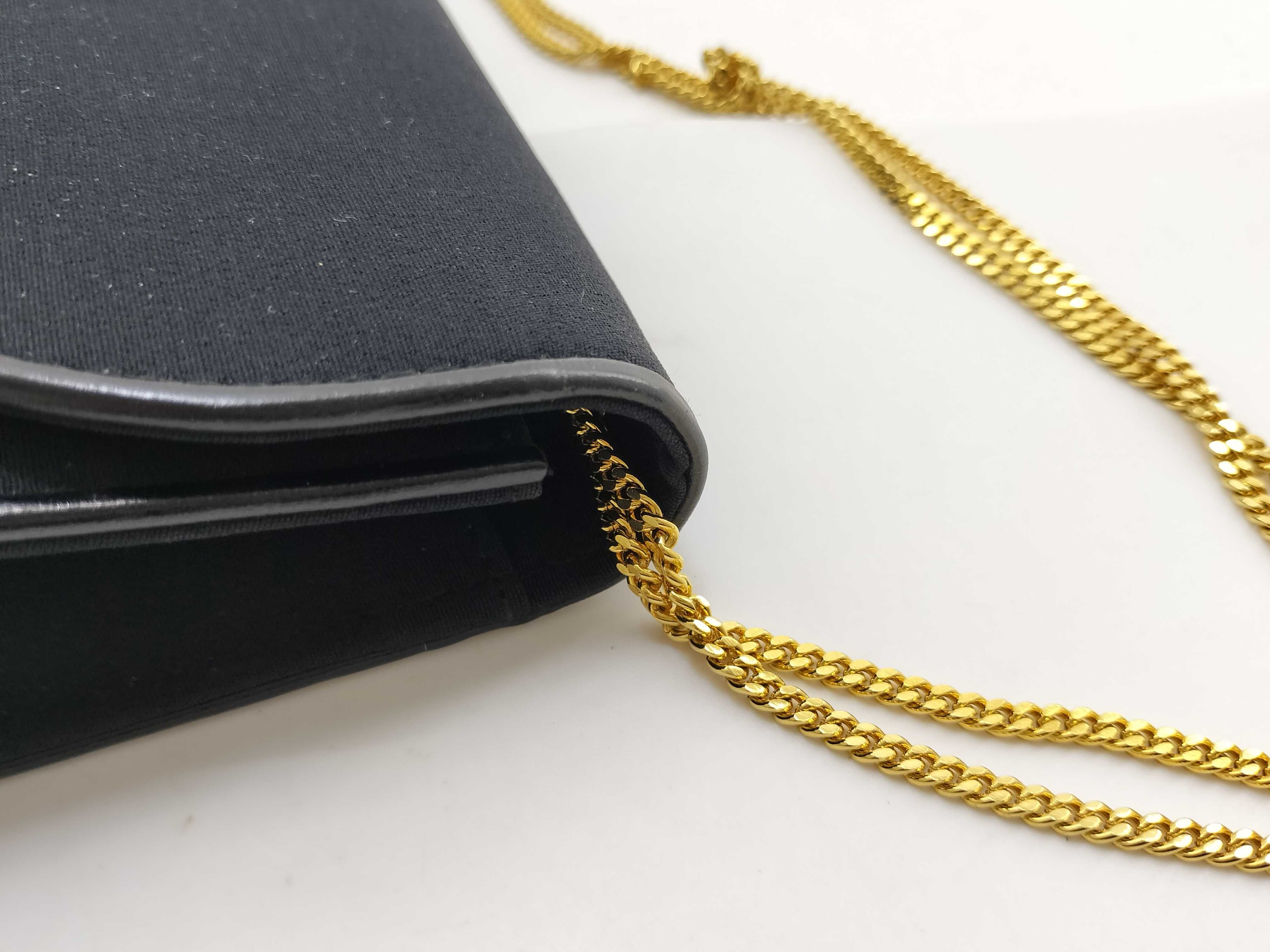 Vintage Chain Shoulder Bag, Satin Black Clutch Bag — view 6