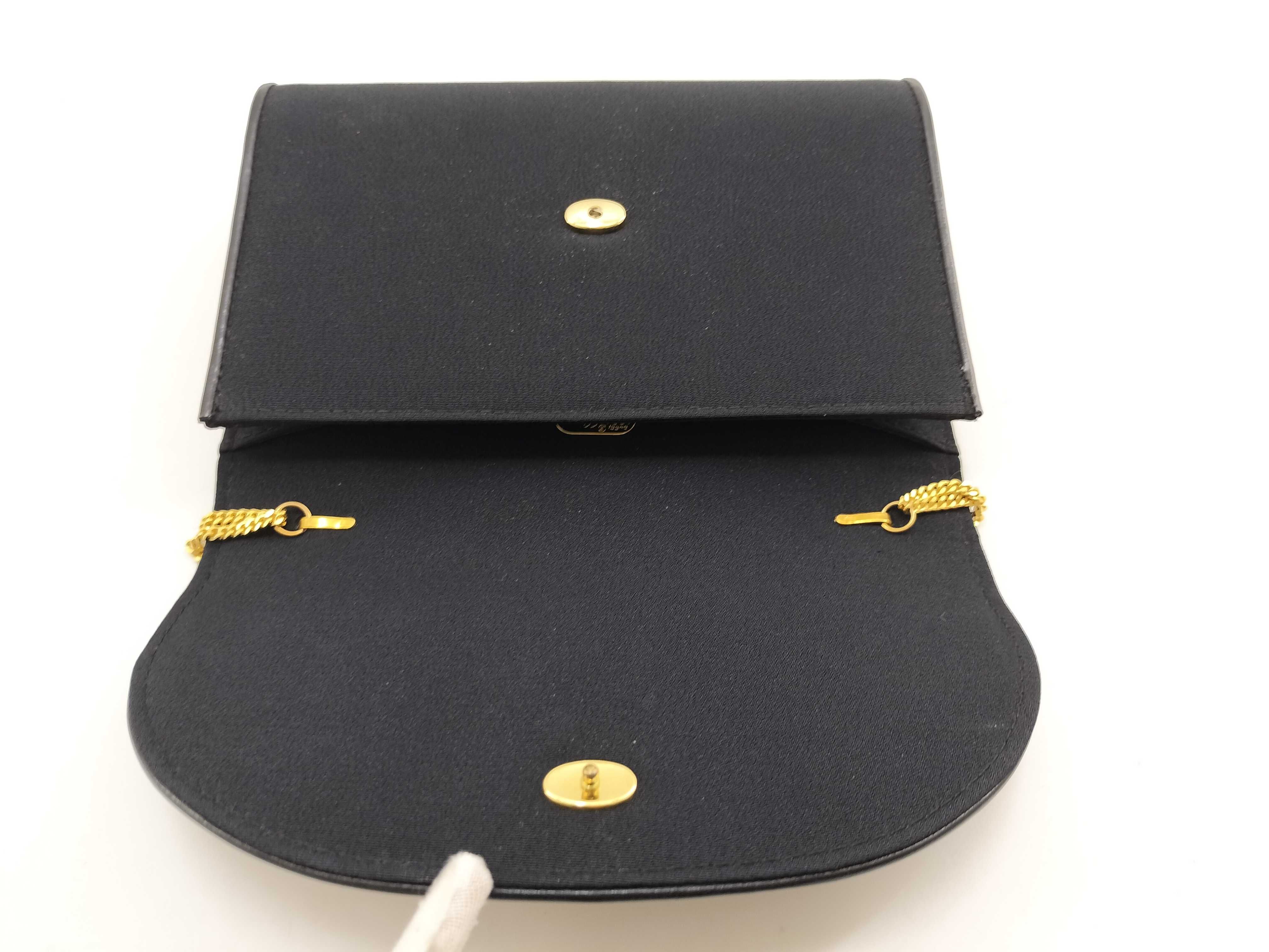 Vintage Chain Shoulder Bag, Satin Black Clutch Bag — view 9