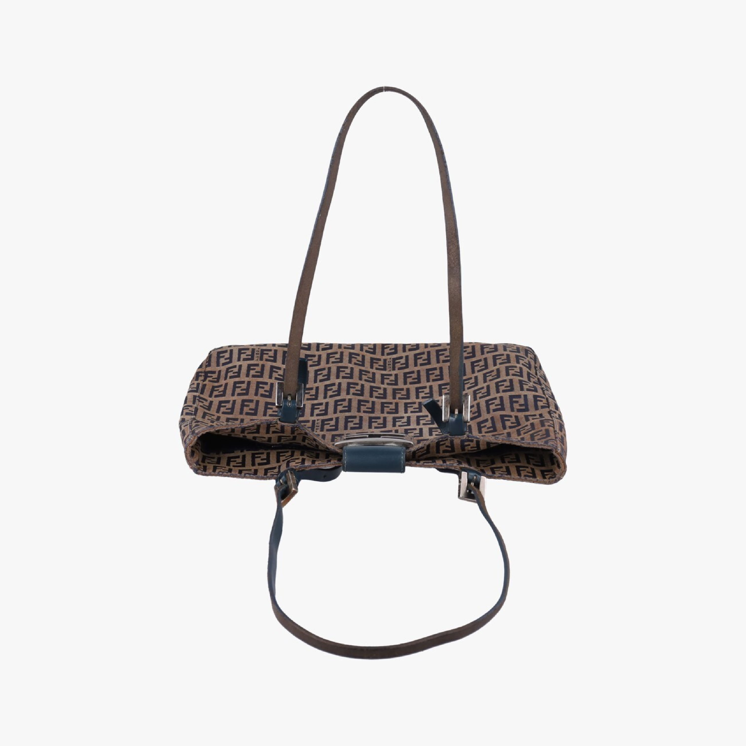 Zucchino Navy x Brown Canvas x Leather Shoulder Bag 8BR616 — view 5
