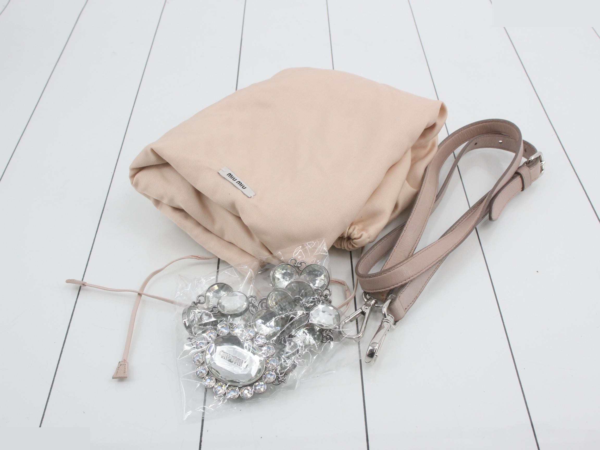 Matelassé (Bag) - 2-Way Bag with Long Strap, Rhinestone Embellishment, Pink — view 7