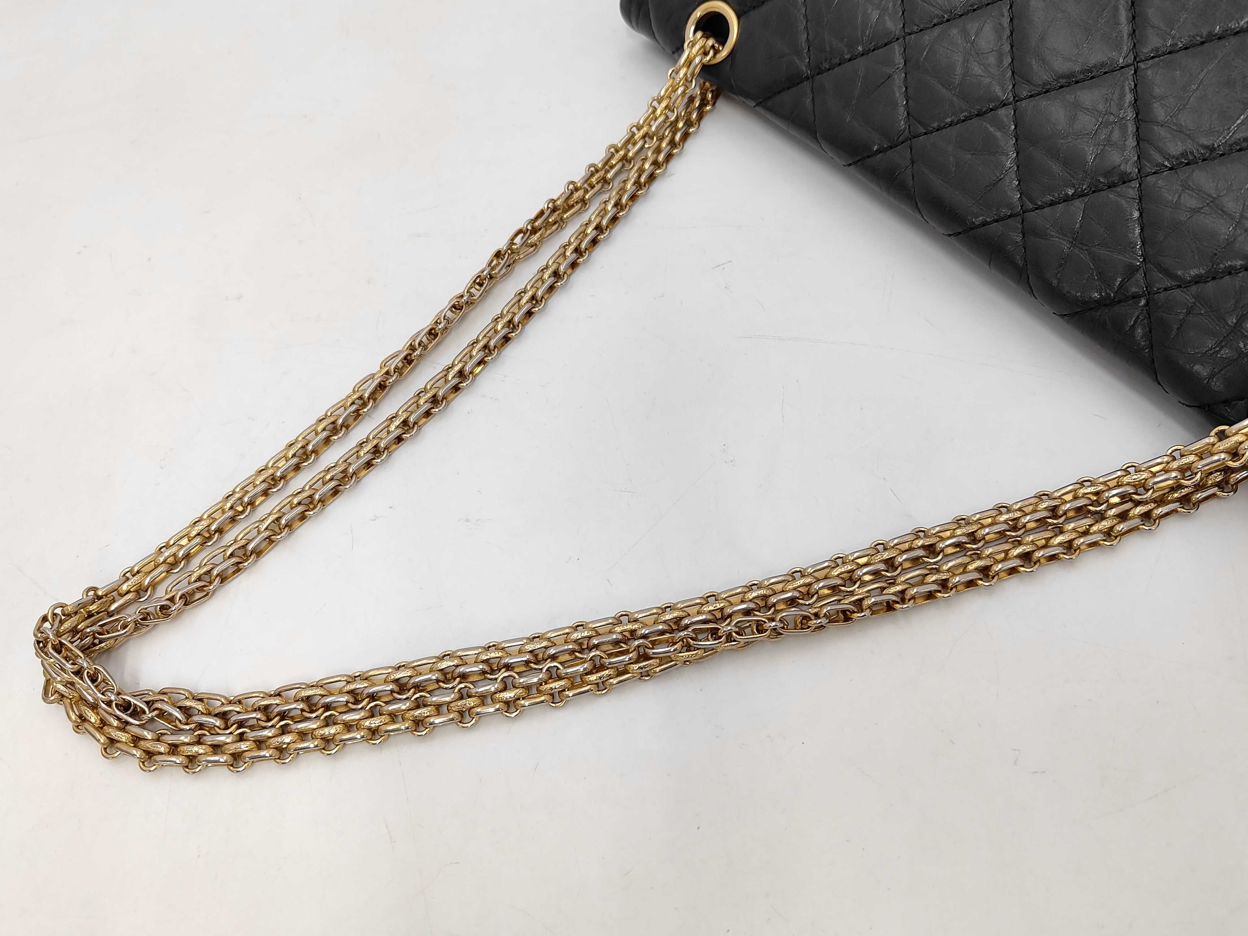 2.55 Calfskin Black Chain Shoulder Double Flap Shoulder Bag — view 3