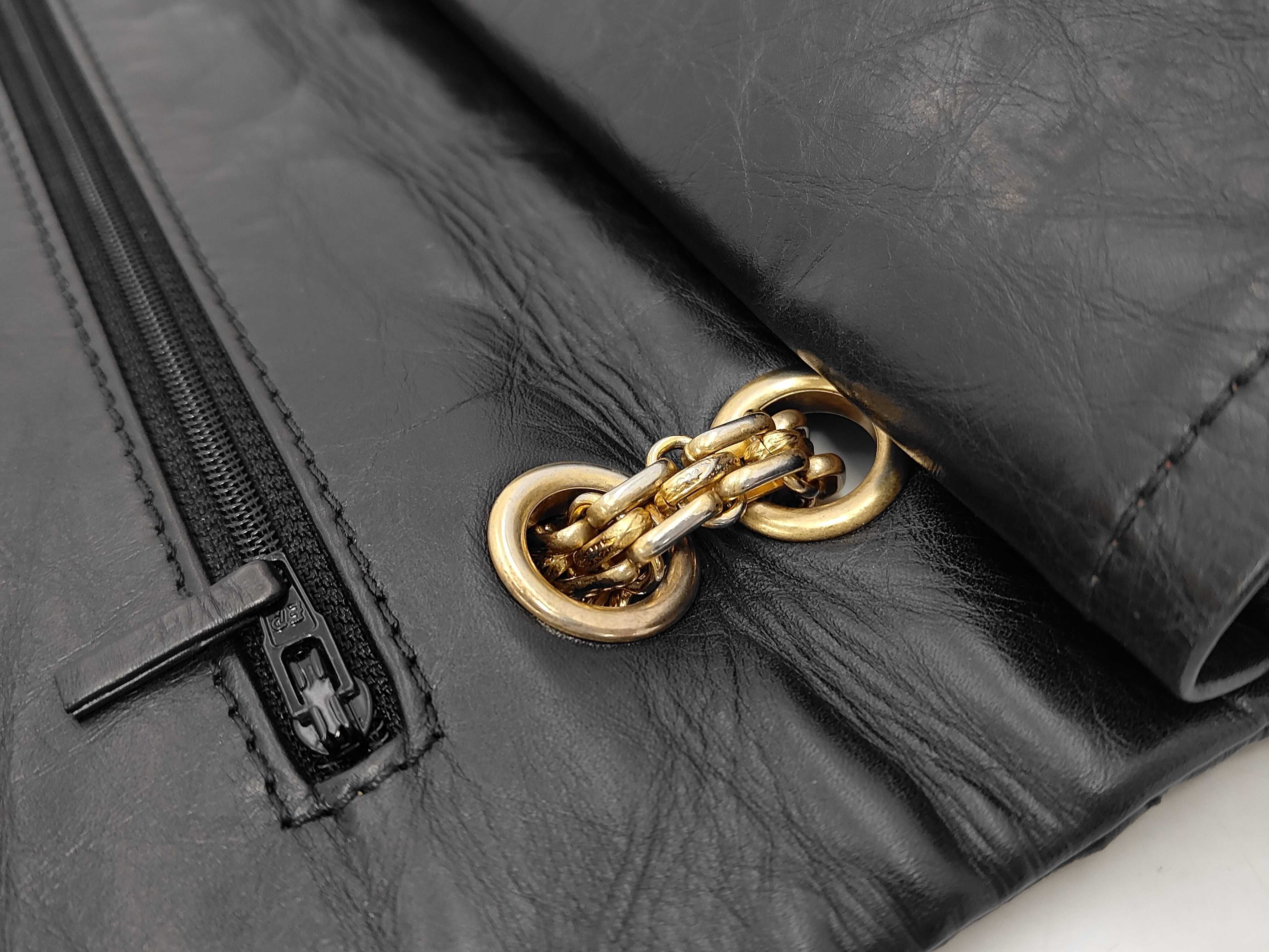 2.55 Calfskin Black Chain Shoulder Double Flap Shoulder Bag — view 5