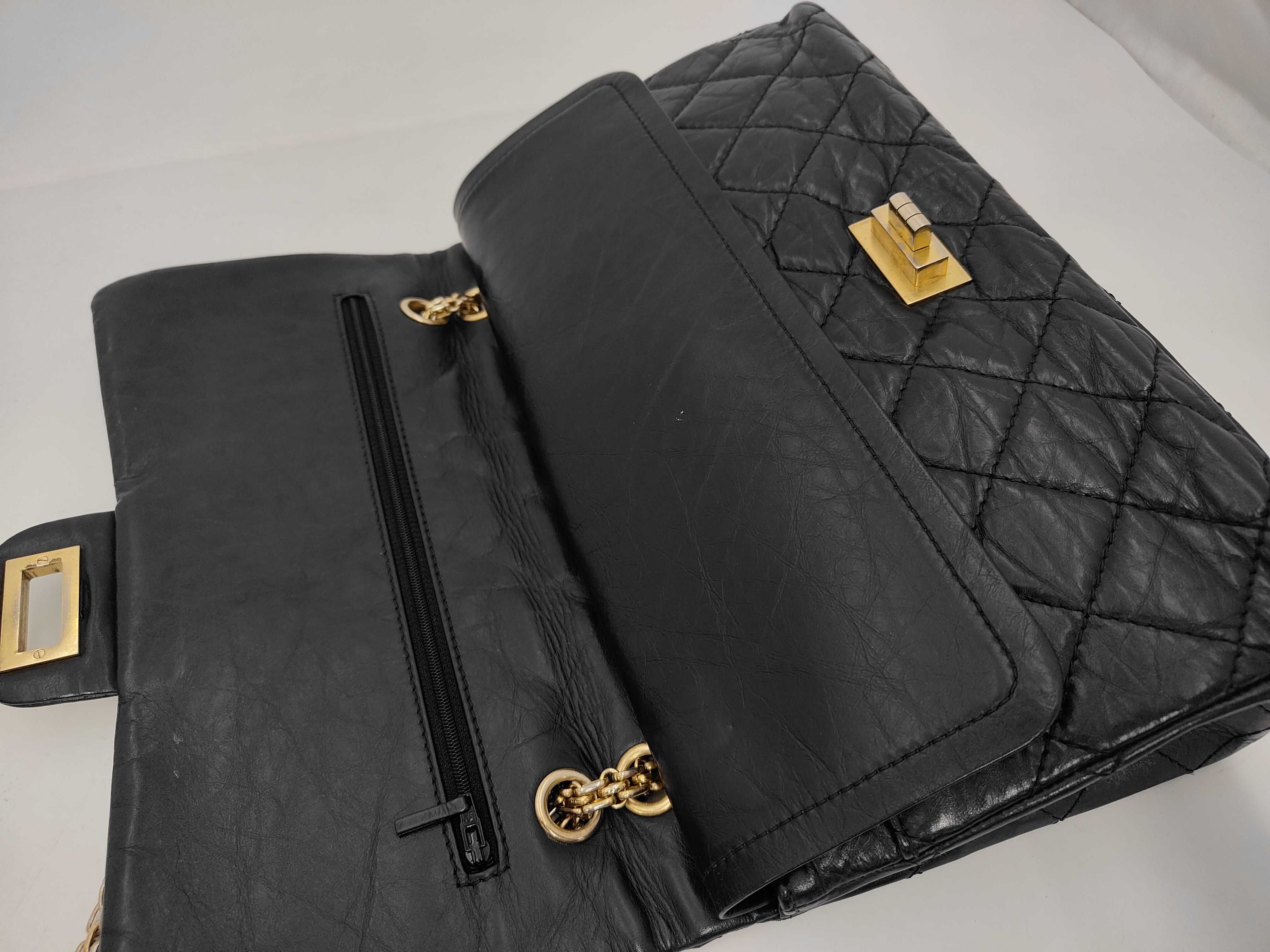2.55 Calfskin Black Chain Shoulder Double Flap Shoulder Bag — view 6