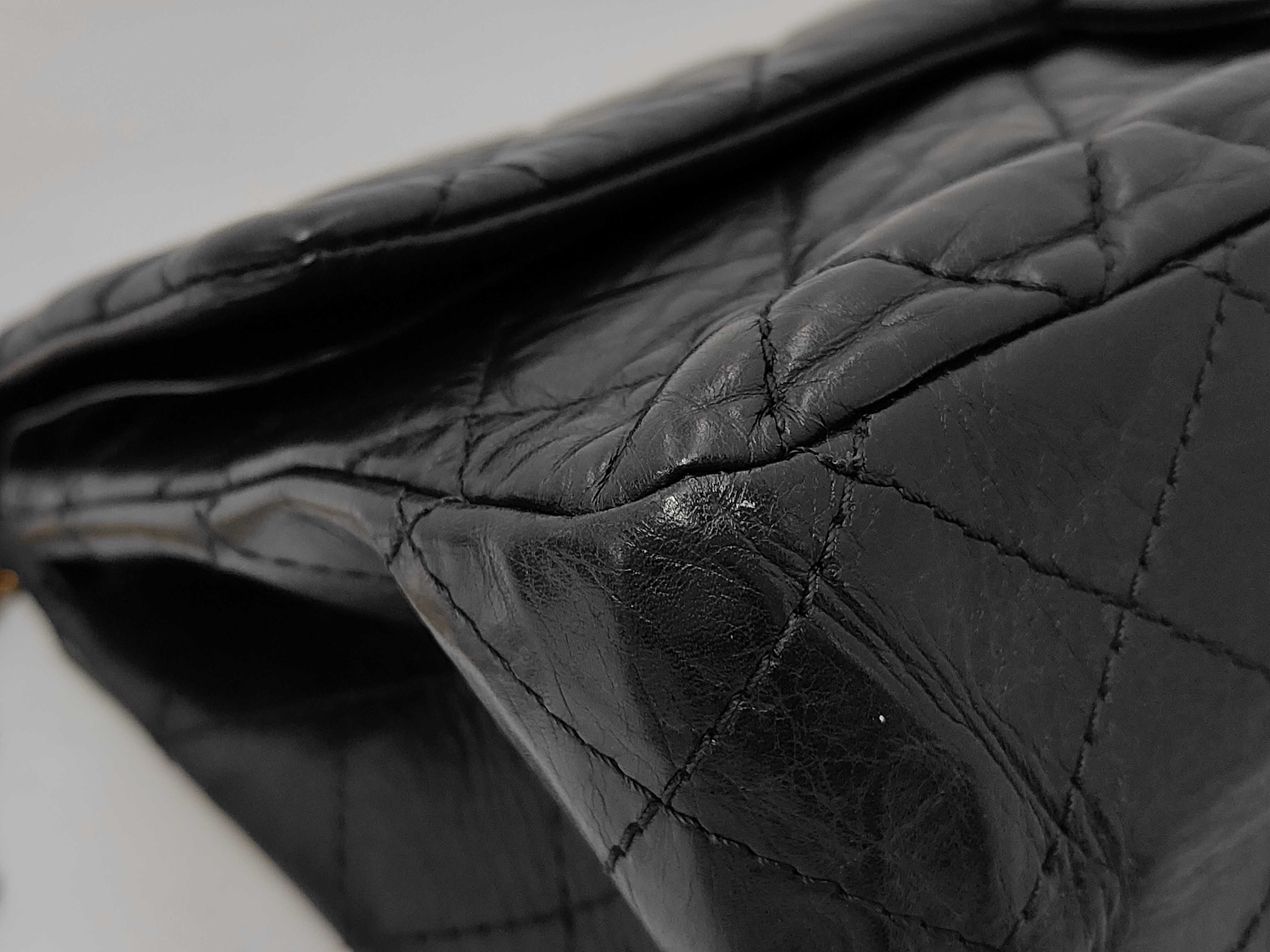 2.55 Calfskin Black Chain Shoulder Double Flap Shoulder Bag — view 7