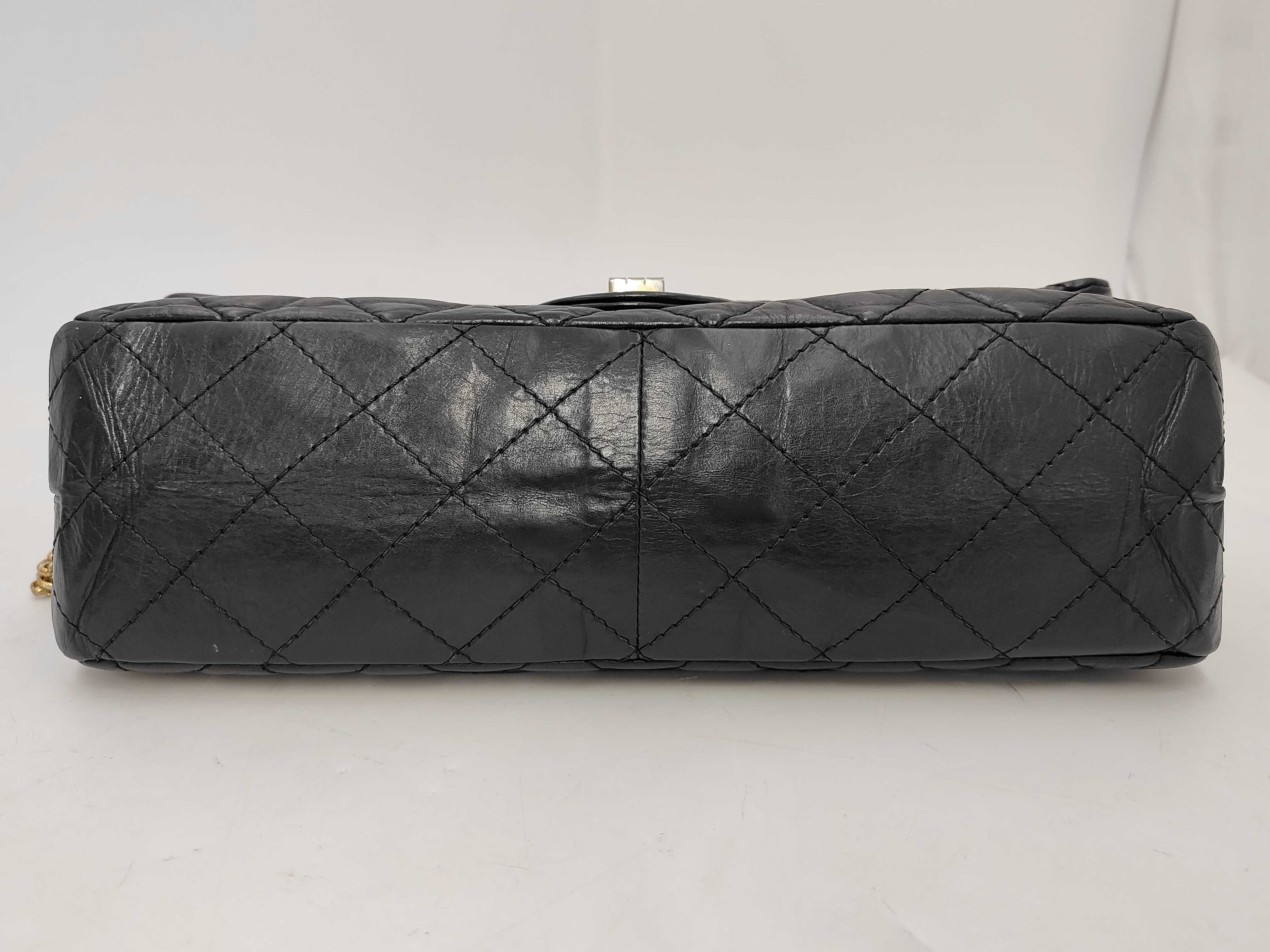 2.55 Calfskin Black Chain Shoulder Double Flap Shoulder Bag — view 8