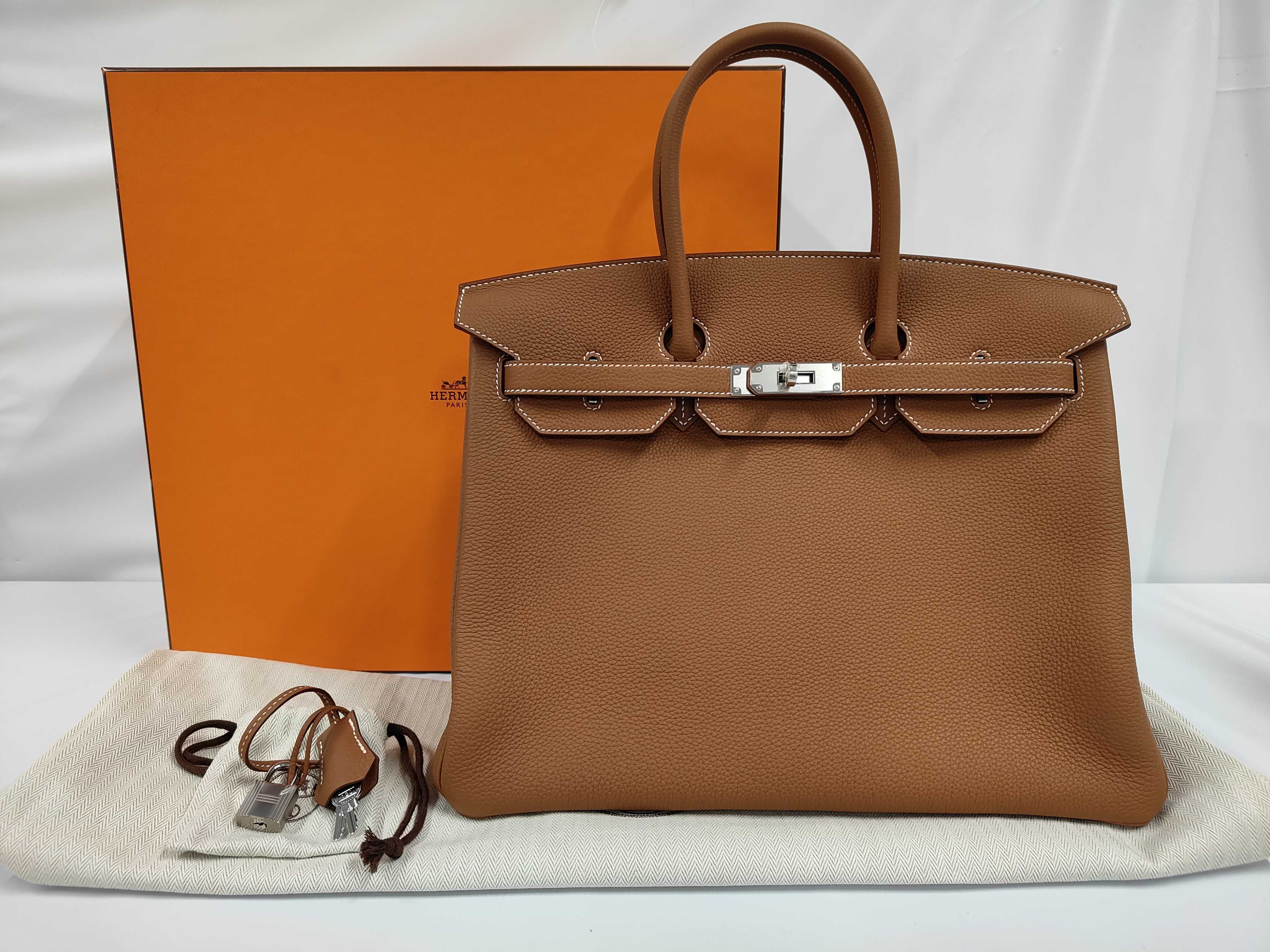 Birkin 35 Gold Togo Leather Silver Hardware G Stamp Handbag