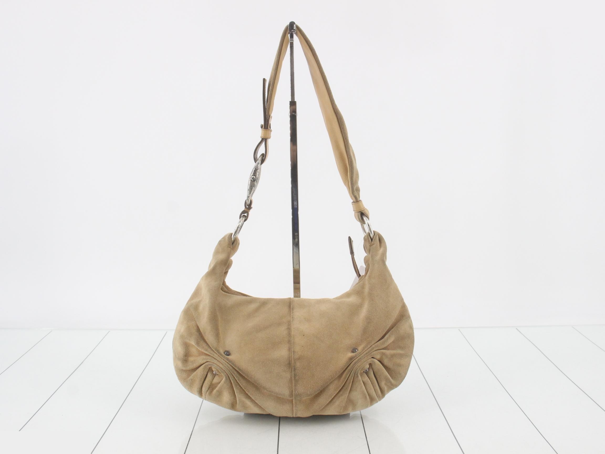 Other lines: One-shoulder bag, hobo style, suede, beige — view 2