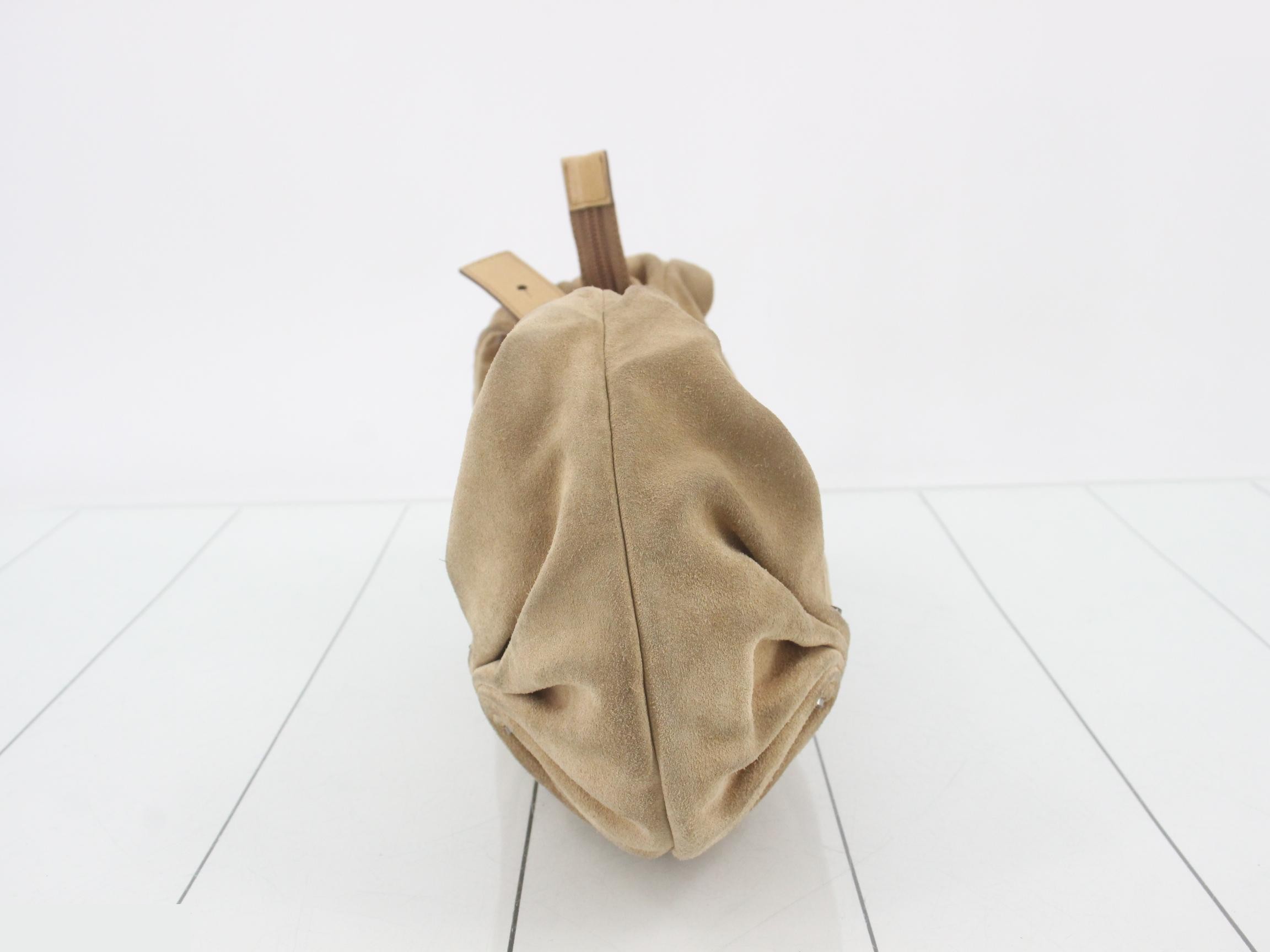 Other lines: One-shoulder bag, hobo style, suede, beige — view 3