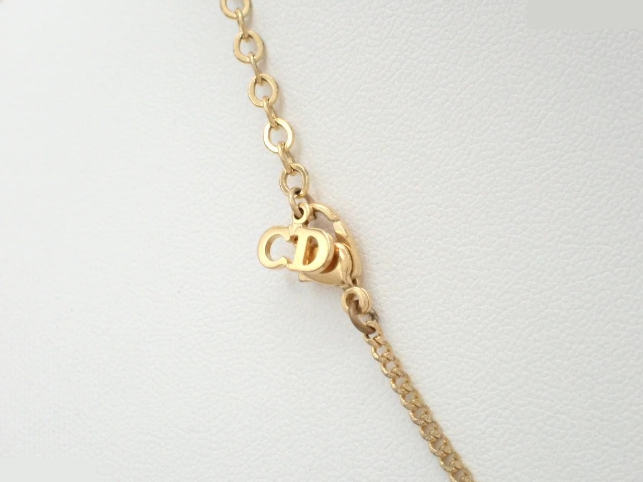 logo necklace, gold-plated, rhinestone, 44.7cm total length, gold color. — view 2