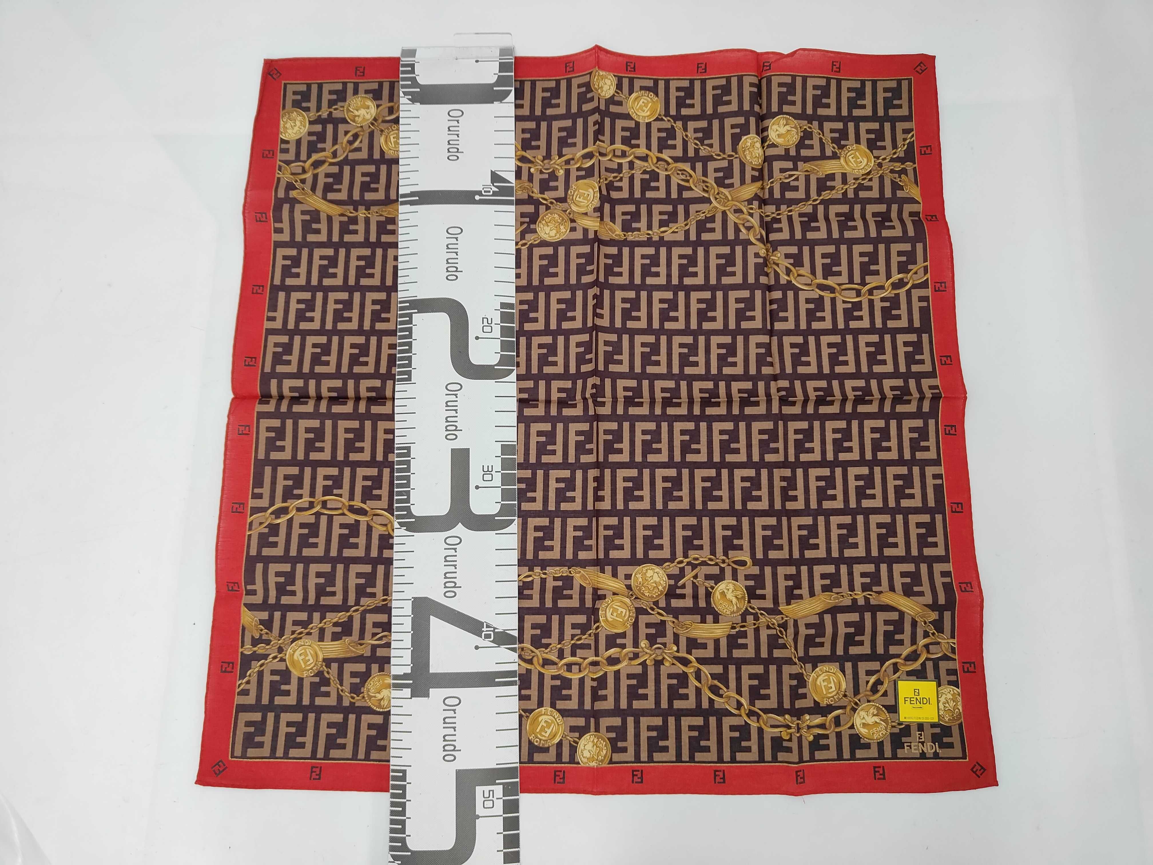 handkerchief scarf with sticker, FF Zucca pattern, chain, and other accessories. — view 2