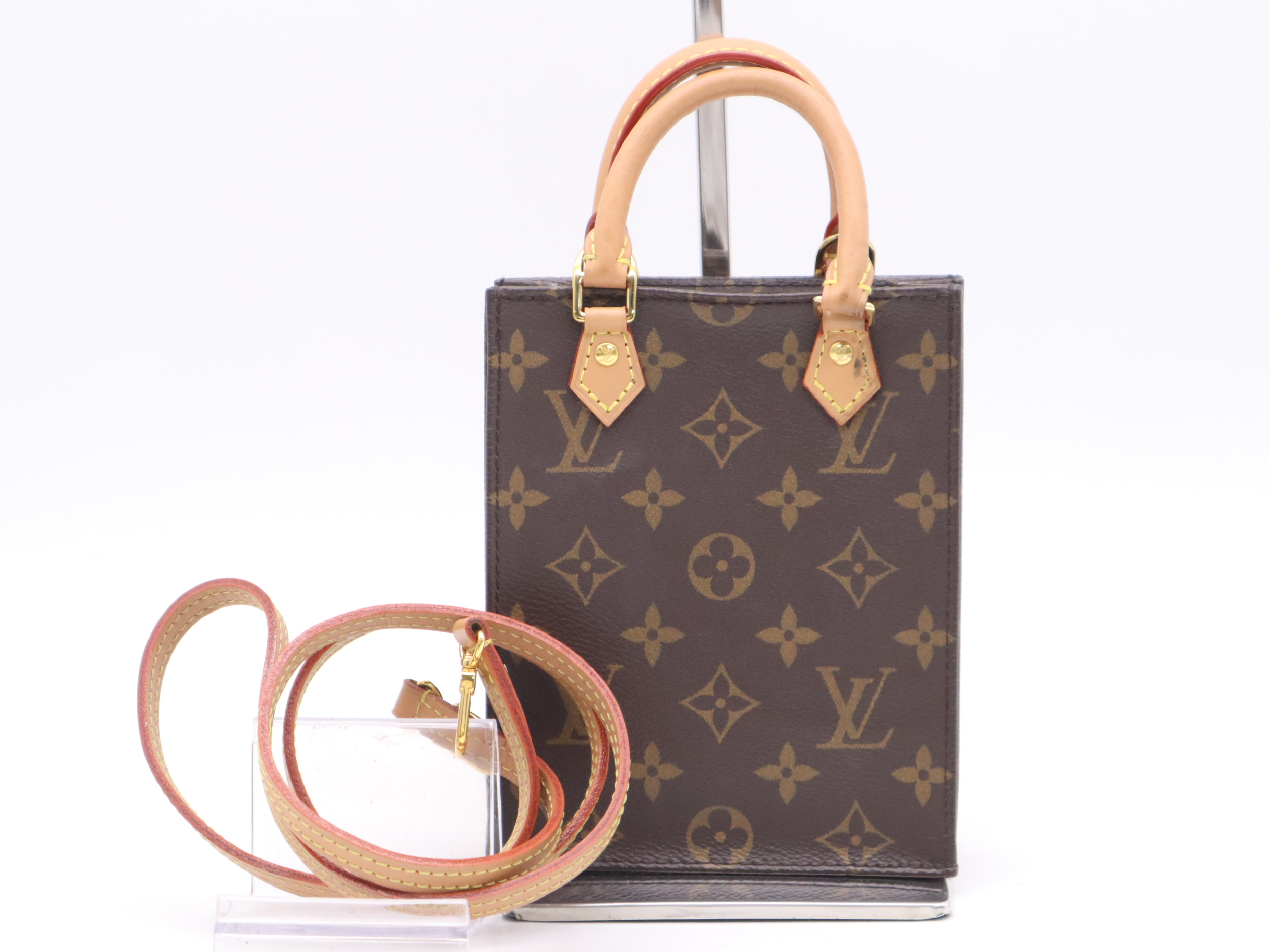 M69442 Monogram Petite Sac Plat Handbag with Shoulder Strap