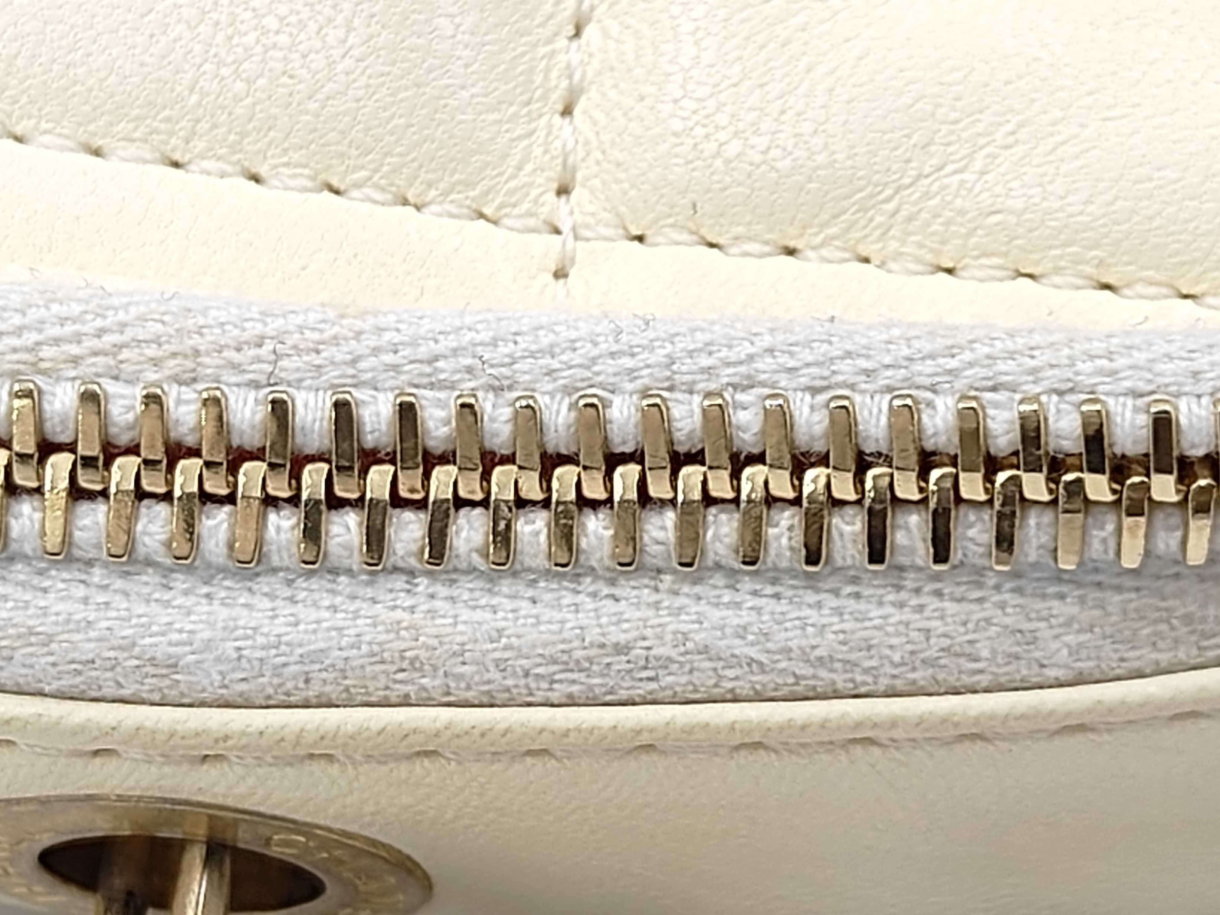 White Lambskin Chain Shoulder Bag with Gold Plated Hardware, Diamond-Shaped Coco Mark, Serial Number 30s — view 5