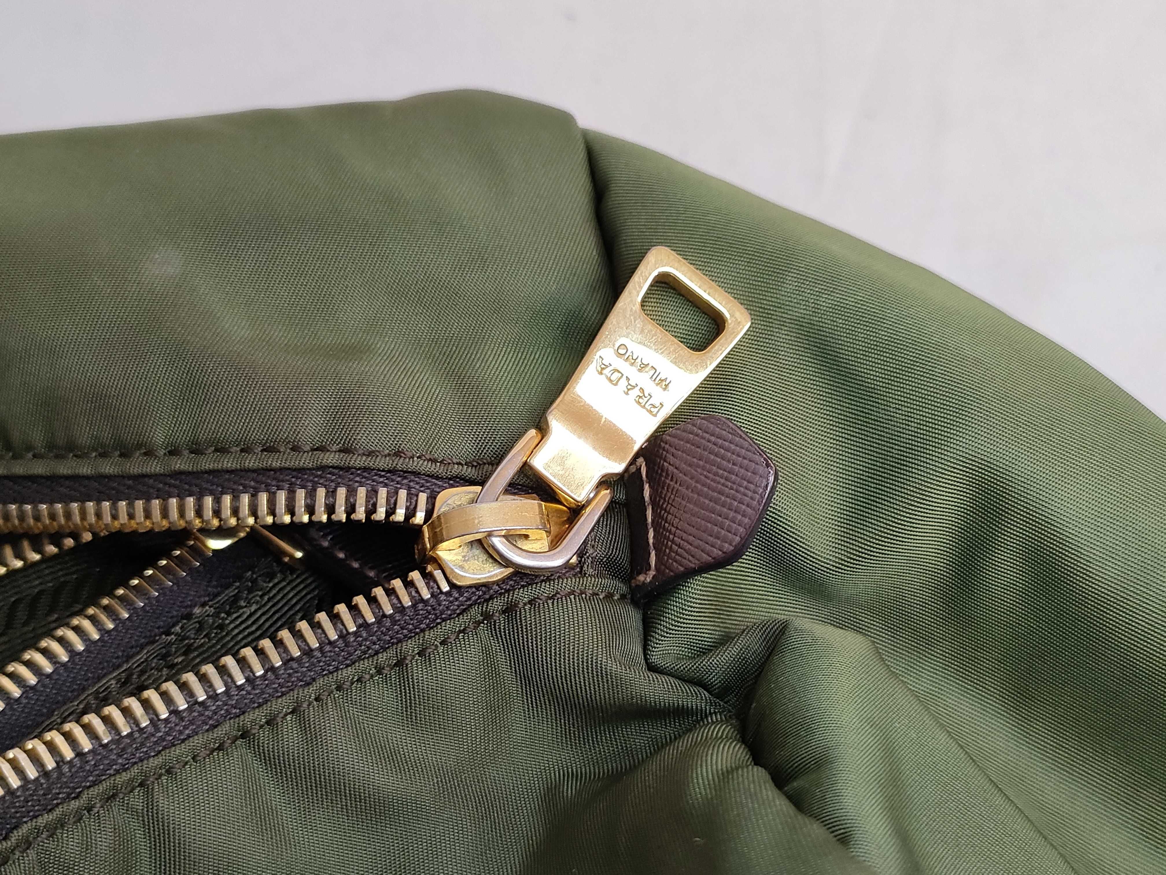 Nylon Shoulder Bag, Khaki, Triangle Logo, Prada Shoulder Bag — view 13