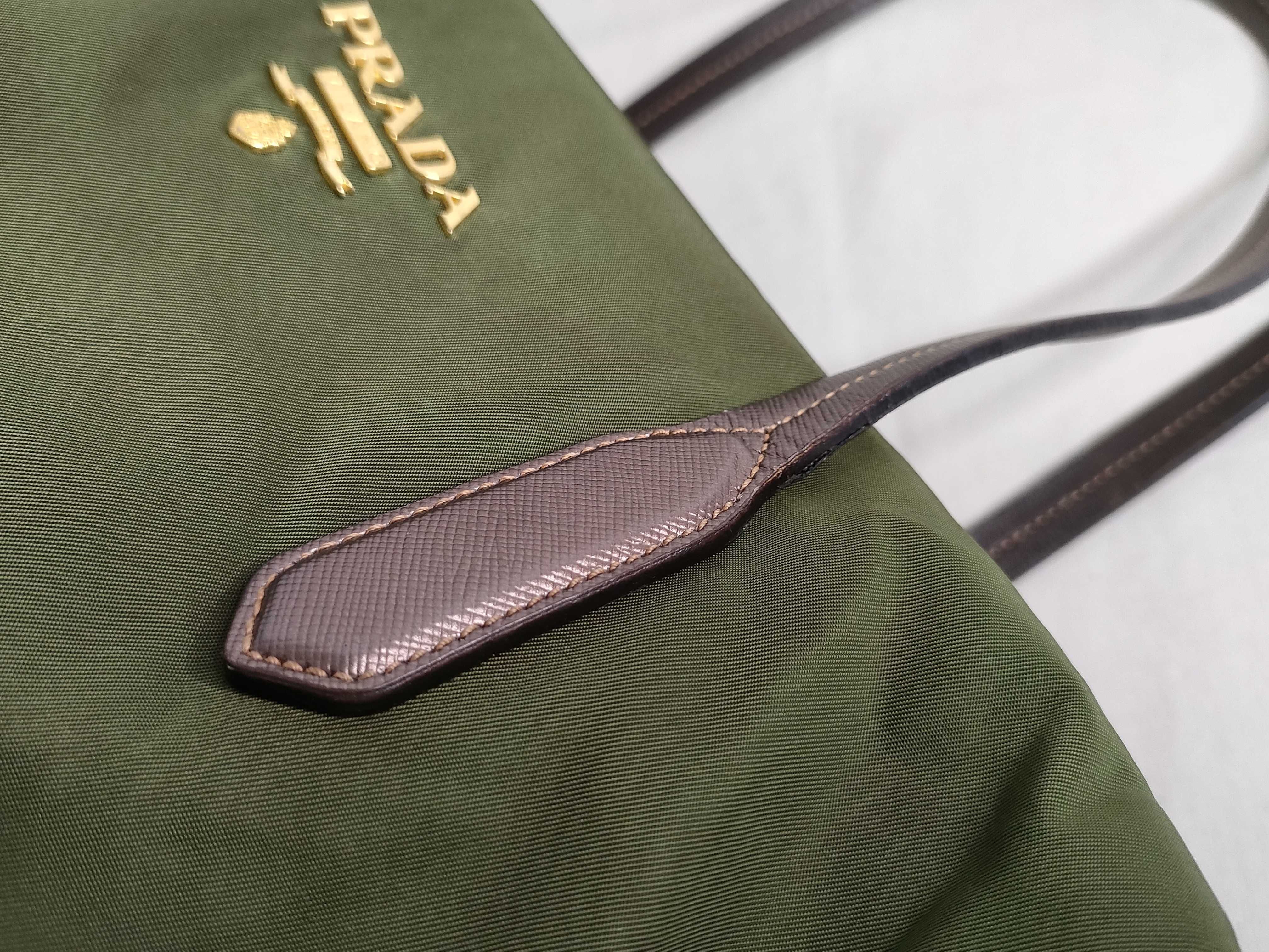 Nylon Shoulder Bag, Khaki, Triangle Logo, Prada Shoulder Bag — view 5