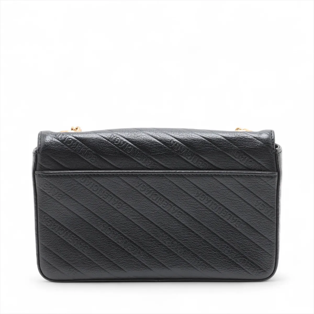 BB Leather Chain Shoulder Bag, Black, 526682 — view 2