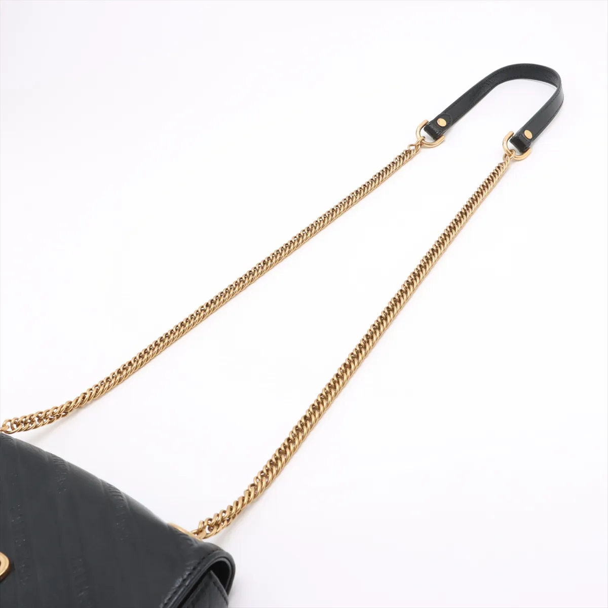 BB Leather Chain Shoulder Bag, Black, 526682 — view 5