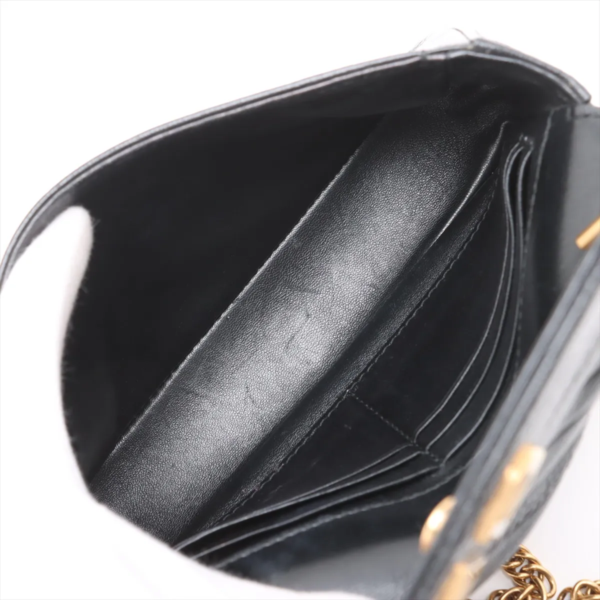 BB Leather Chain Shoulder Bag, Black, 526682 — view 6