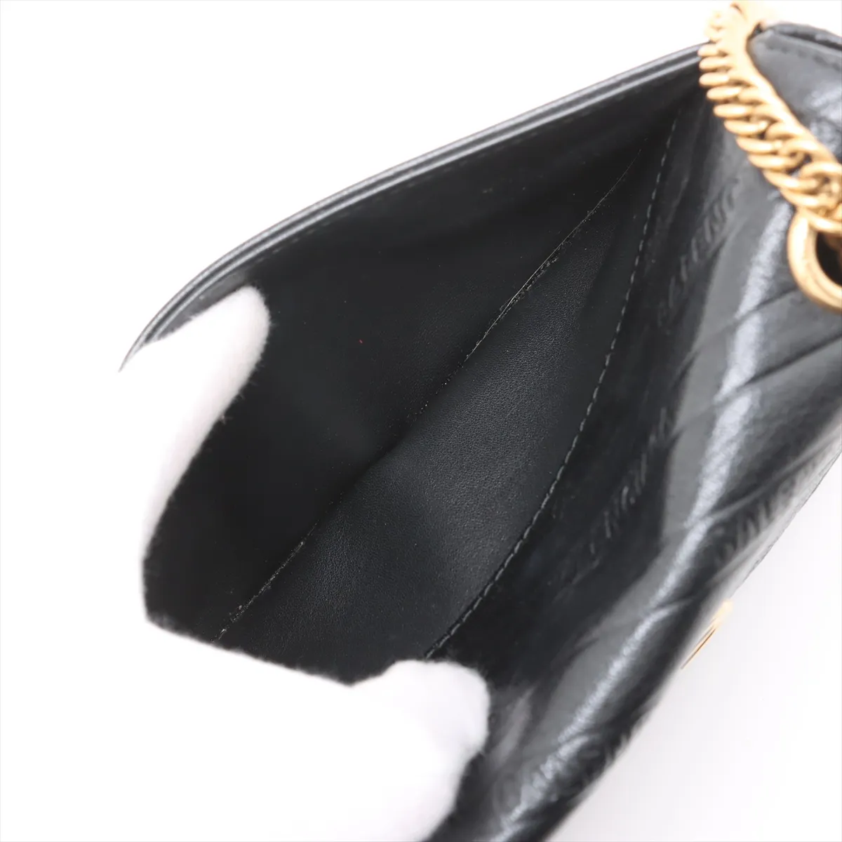BB Leather Chain Shoulder Bag, Black, 526682 — view 7
