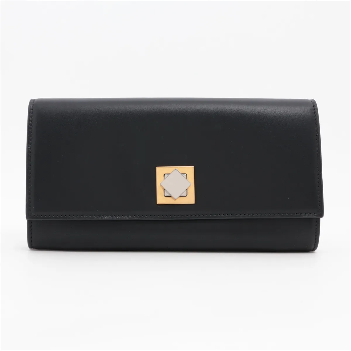 Leather Long Wallet, Black