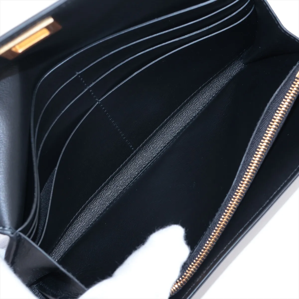 Leather Long Wallet, Black — view 5