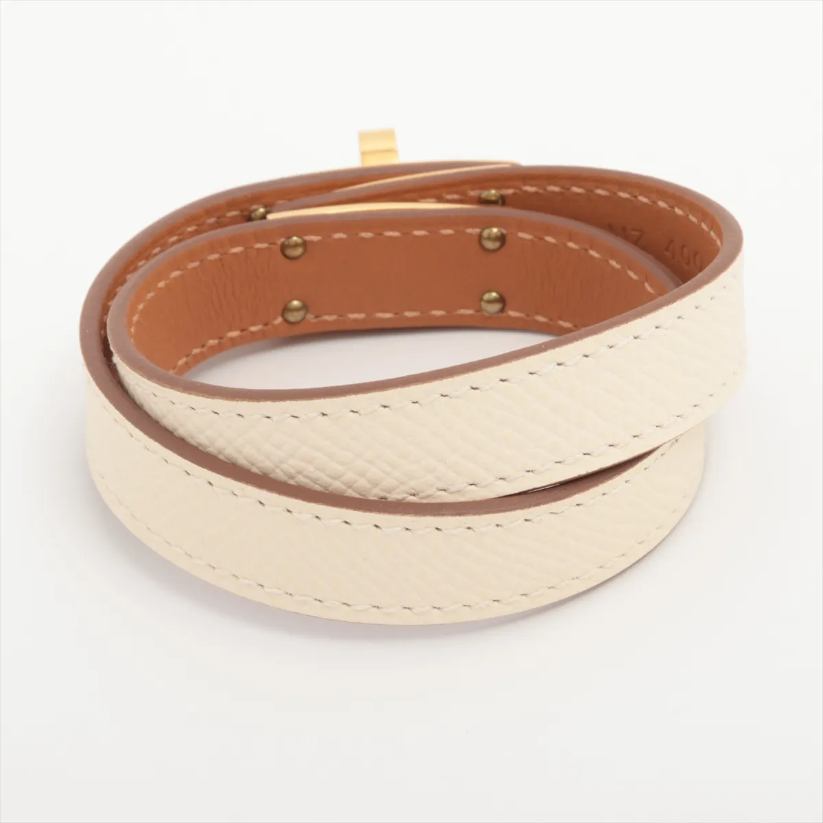 Kelly Bracelet Double Tour U:2022 Bracelet T3 GP x Leather Ivory x Gold — view 2