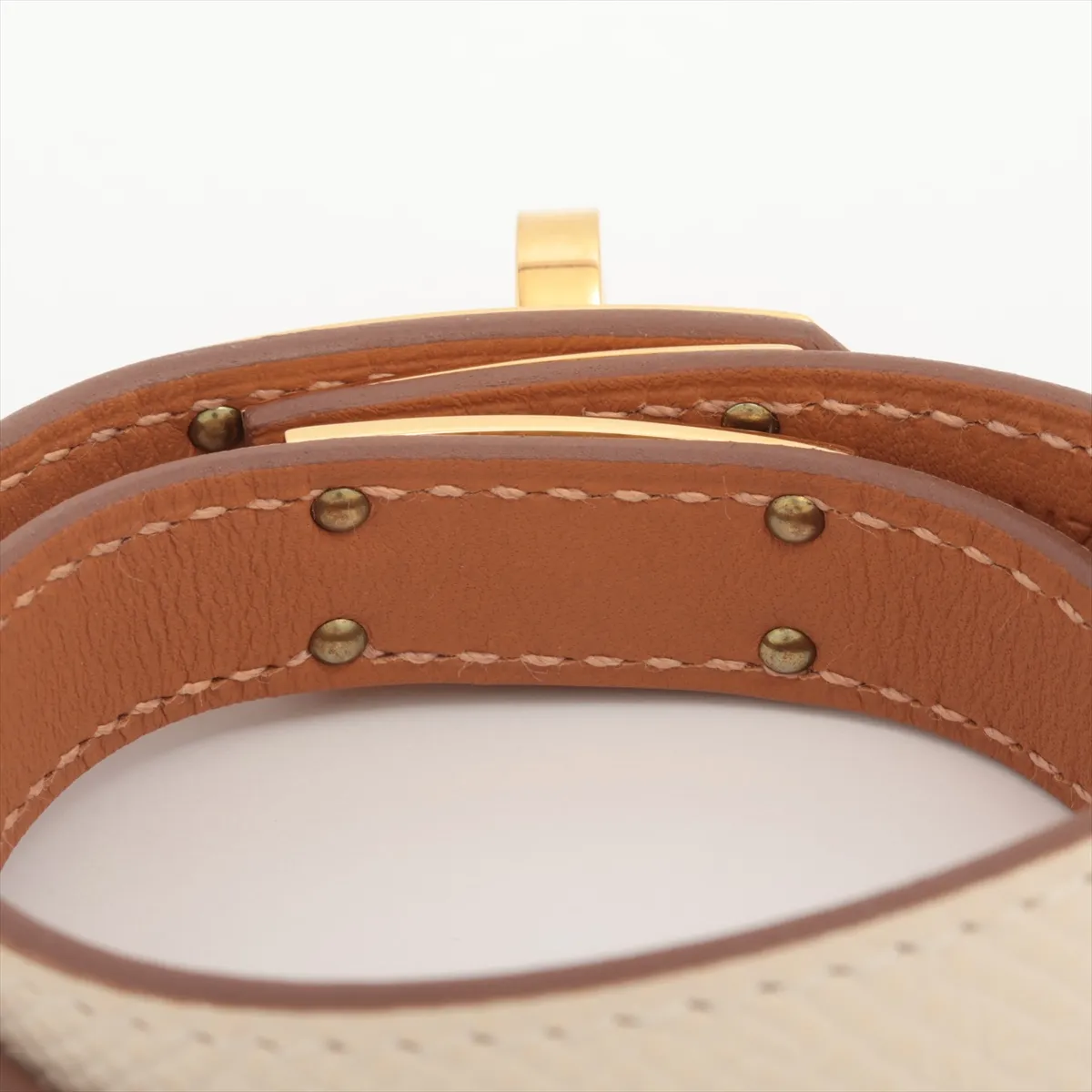 Kelly Bracelet Double Tour U:2022 Bracelet T3 GP x Leather Ivory x Gold — view 4