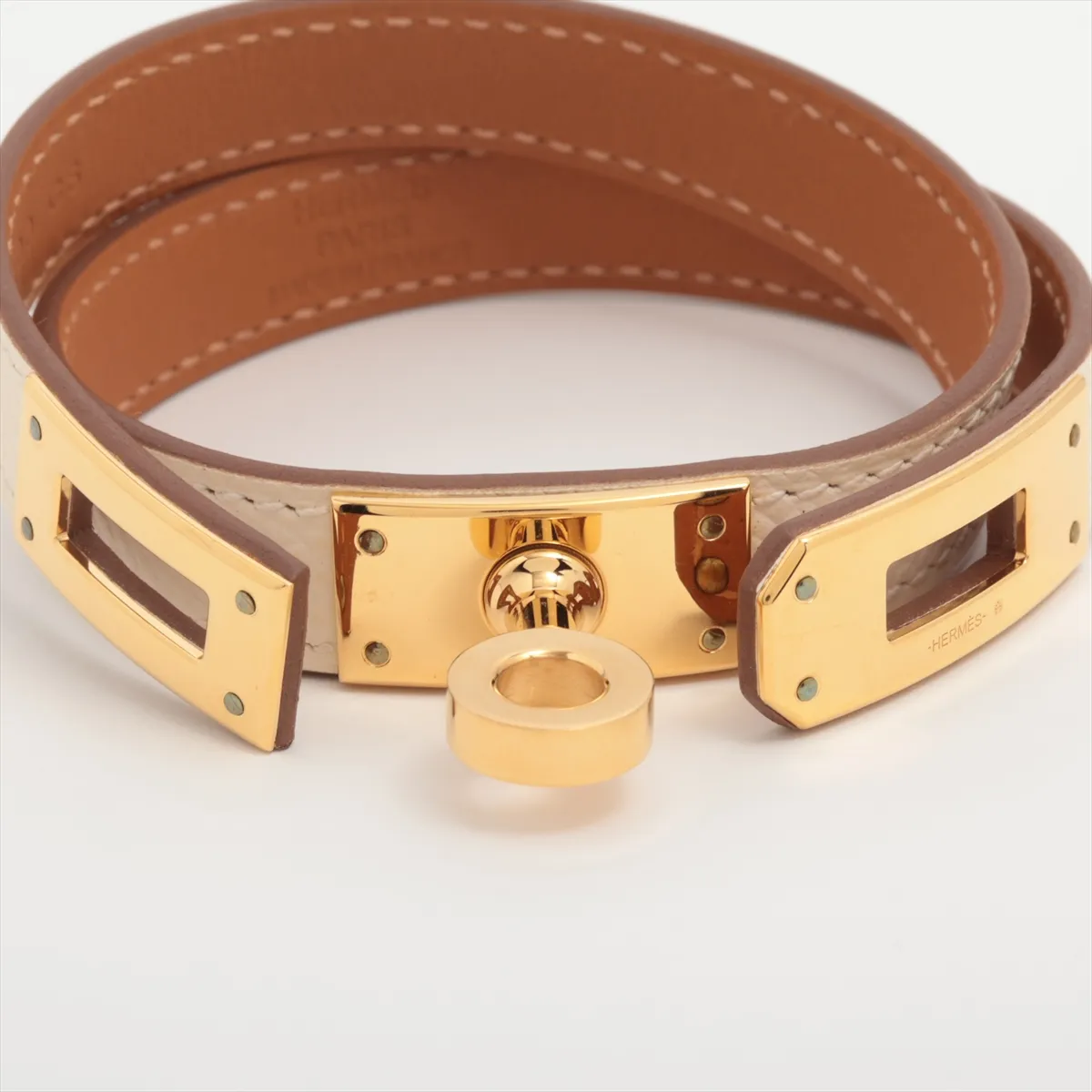 Kelly Bracelet Double Tour U:2022 Bracelet T3 GP x Leather Ivory x Gold — view 5