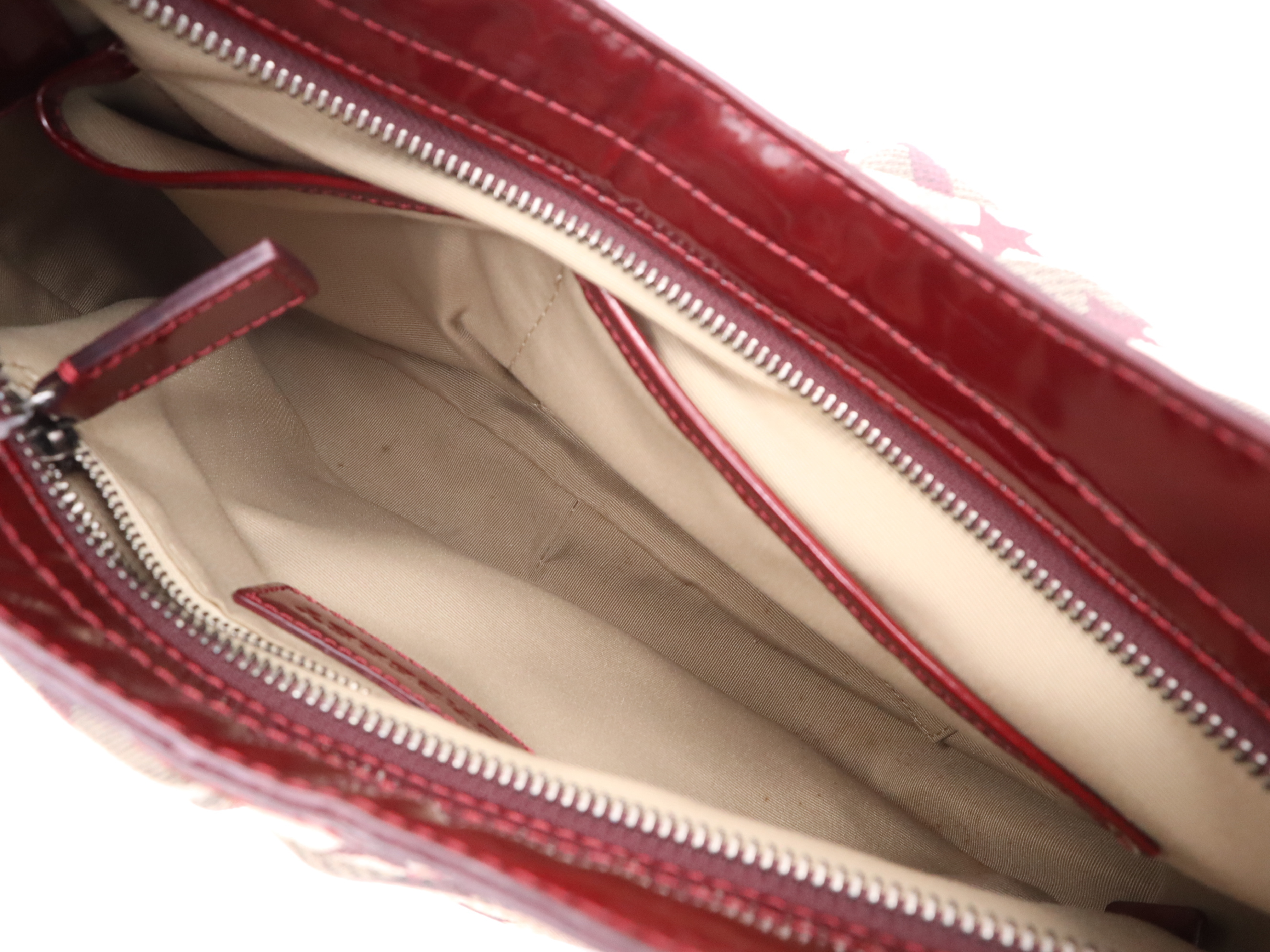 Leather Supernova Check Star Motif Handbag with Dust Bag, Red — view 10