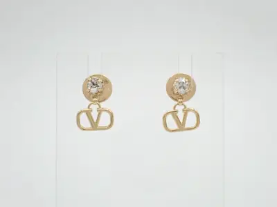 Logo Rhinestone Swing Earrings