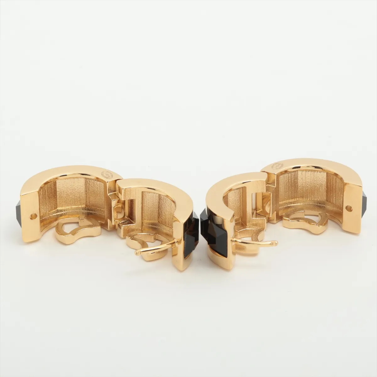 Cocomark B26S Hoop Earrings GP x Rhinestone Black x Gold Thread — view 4