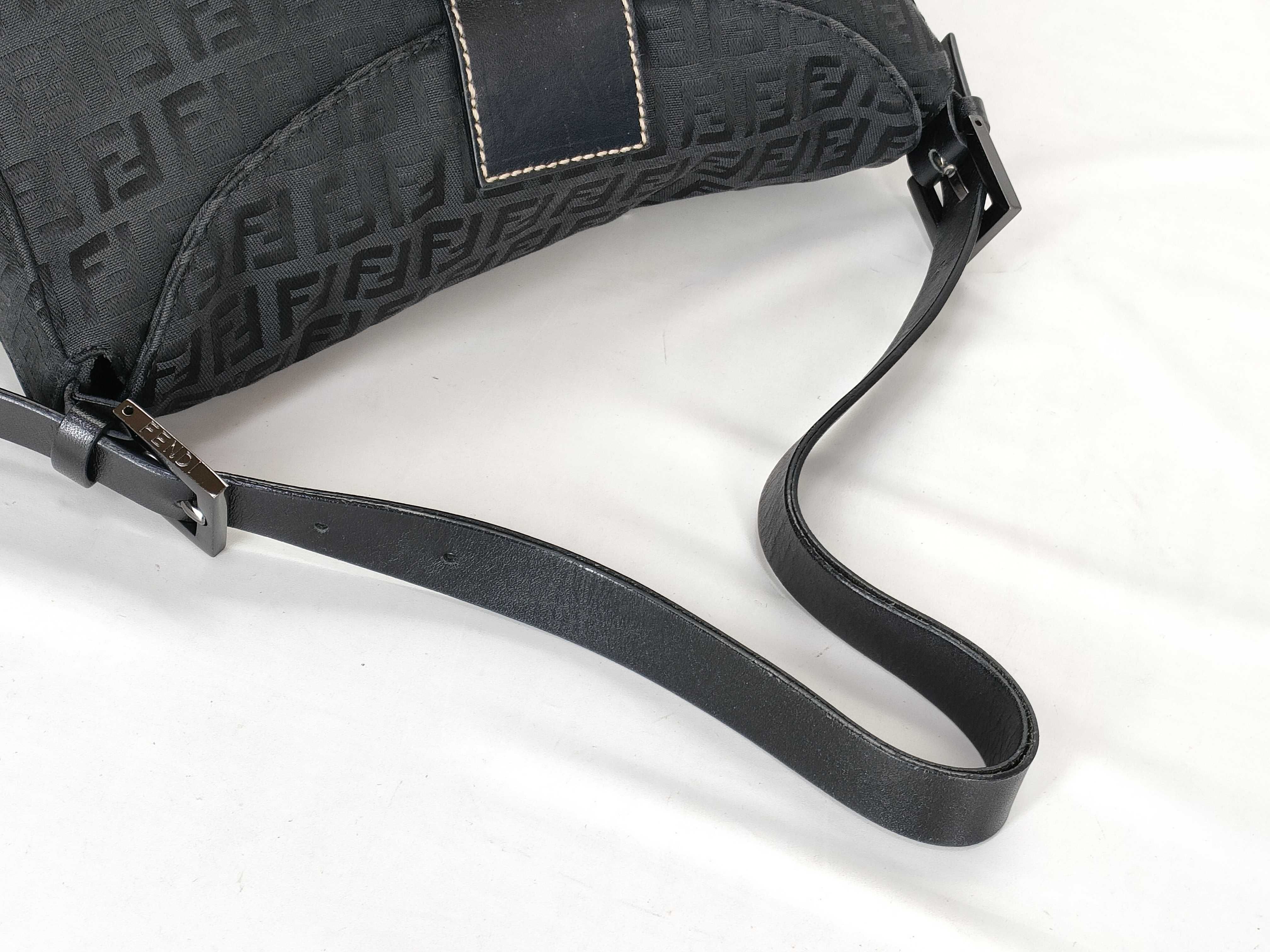 Zucca pattern Fendi Zucchino Mamma Bucket Canvas x Leather Shoulder Bag Black 8BR003 Shoulder Bag — view 3