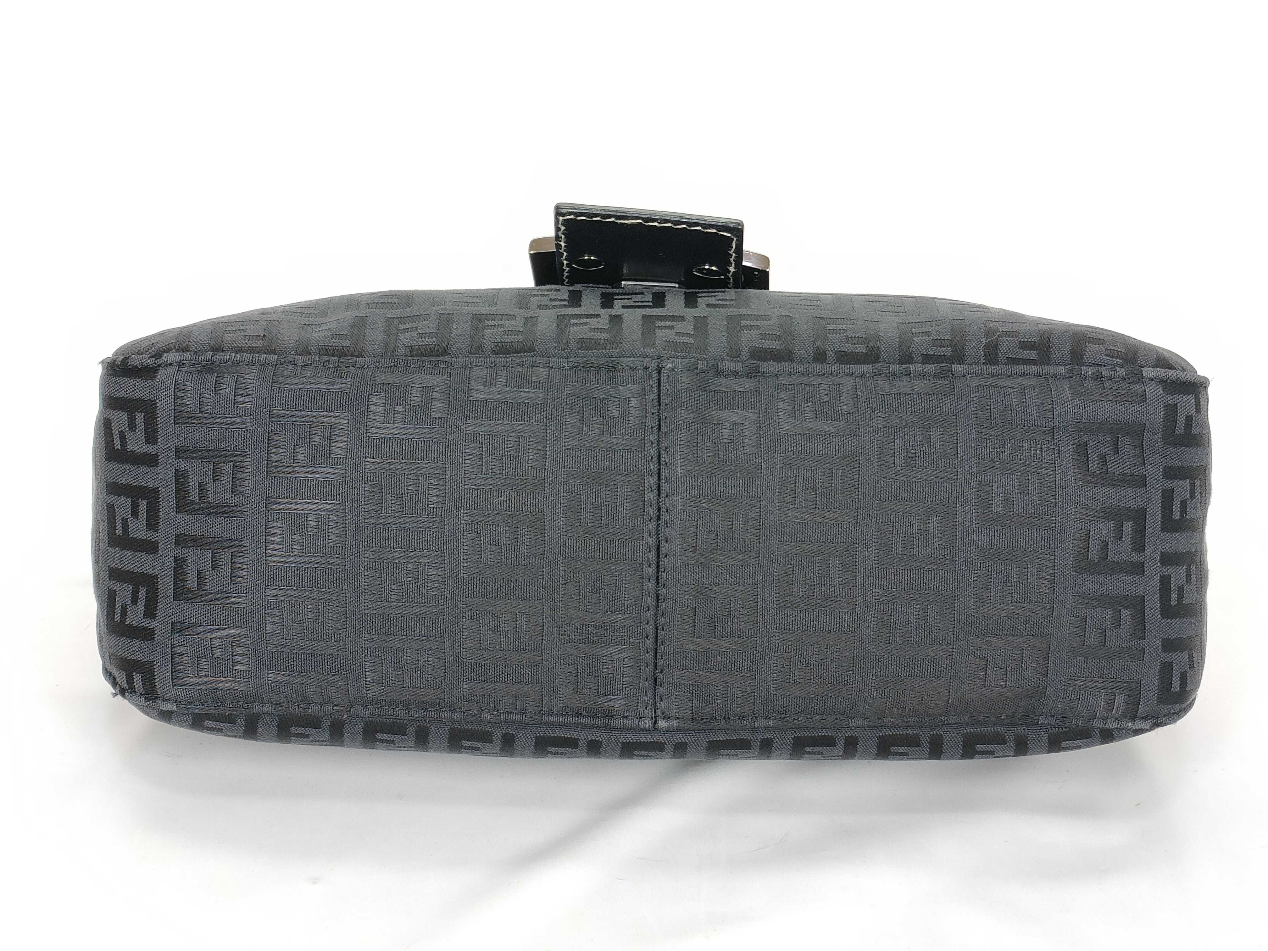 Zucca pattern Fendi Zucchino Mamma Bucket Canvas x Leather Shoulder Bag Black 8BR003 Shoulder Bag — view 7