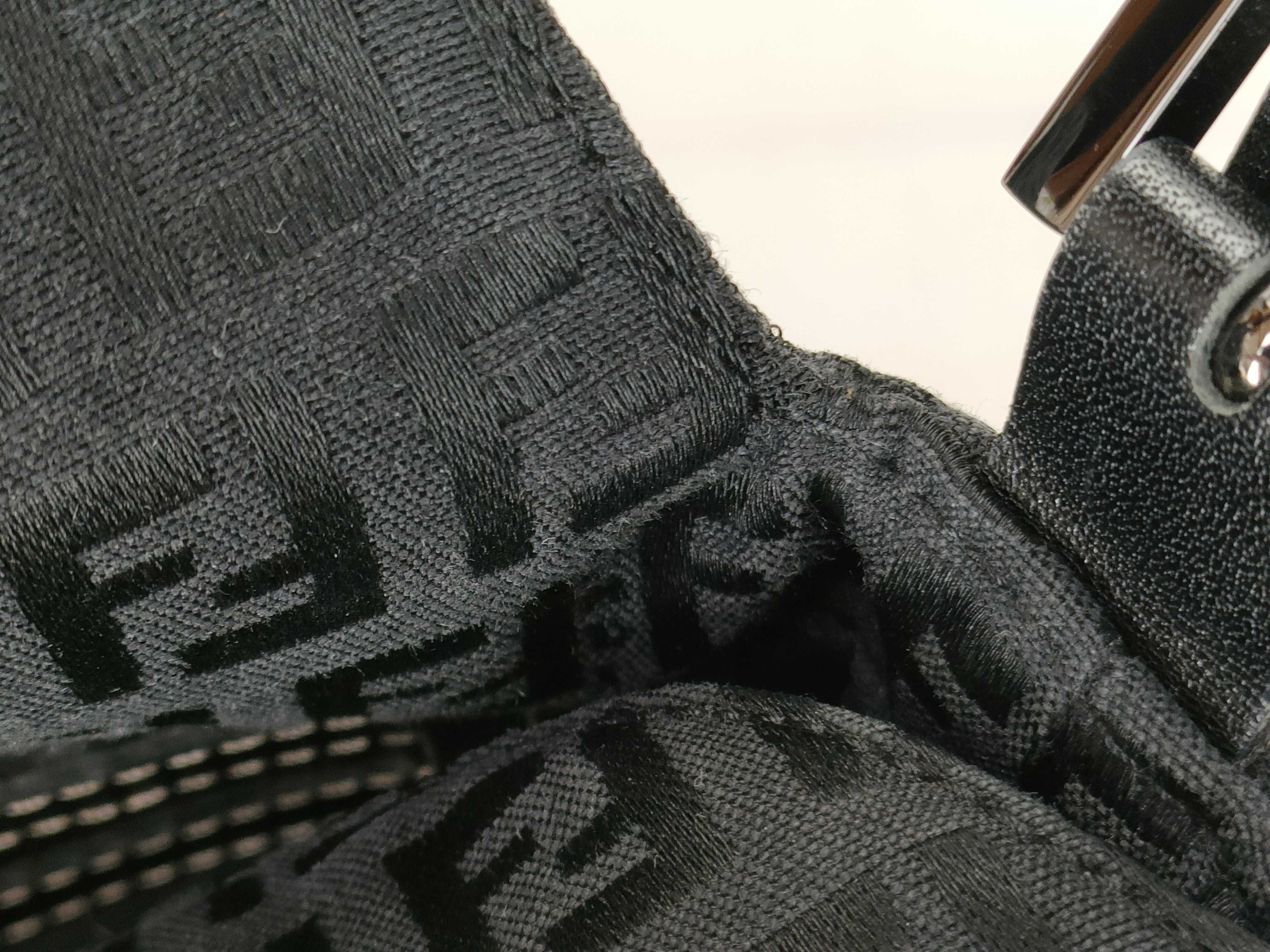 Zucca pattern Fendi Zucchino Mamma Bucket Canvas x Leather Shoulder Bag Black 8BR003 Shoulder Bag — view 9