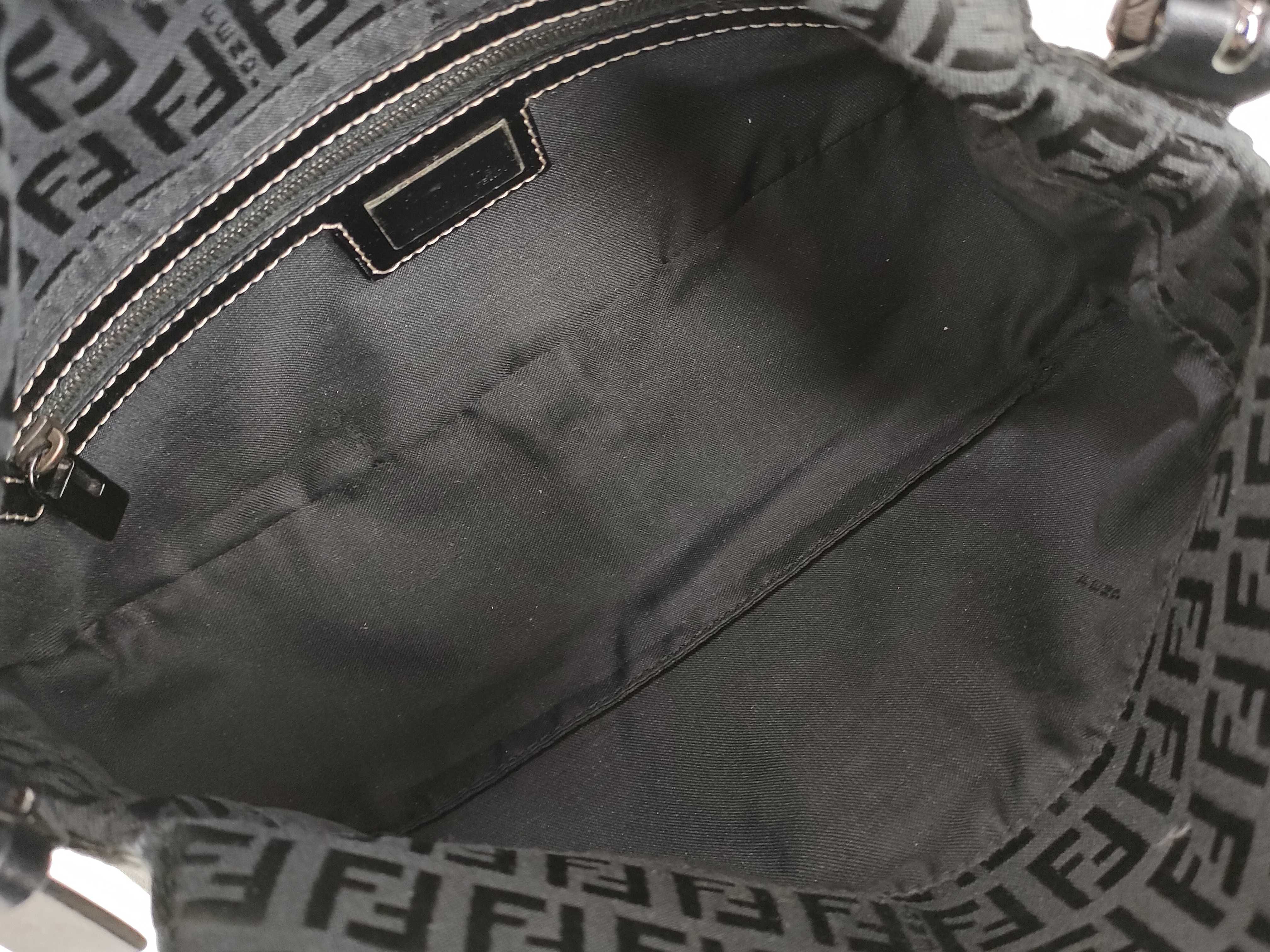 Zucca pattern Fendi Zucchino Mamma Bucket Canvas x Leather Shoulder Bag Black 8BR003 Shoulder Bag — view 10